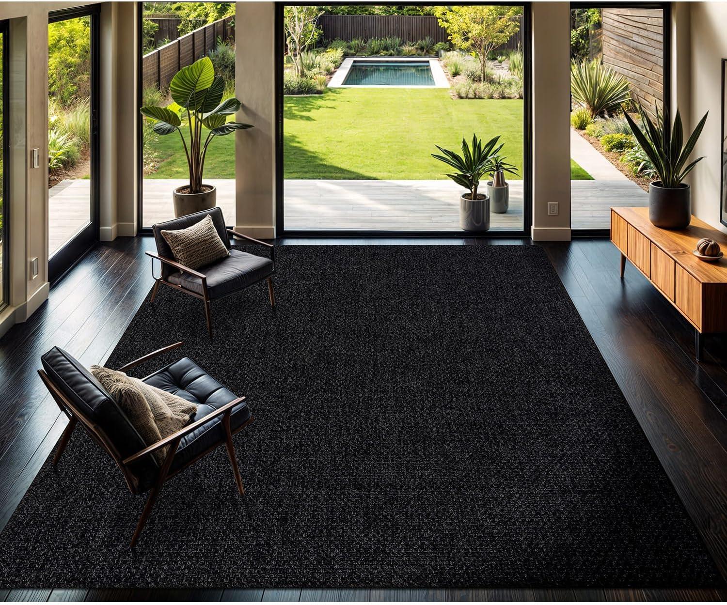 image:imageCAMILSON Easy Jute Rug 5x7 Indoor Outdoor Natural Color Fiber Area Rugs for Living Room Patio and Kitchen Rug Herringbone Seagrass Woven Design EasyCleaning Washable Outside Carpet Alfombras 5 x 7BasketweaveAnthracite