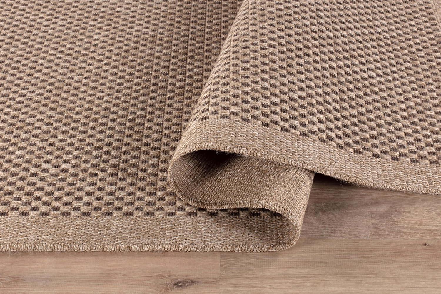 image:imageCAMILSON Easy Jute Rug 5x7 Indoor Outdoor Natural Color Fiber Area Rugs for Living Room Patio and Kitchen Rug Herringbone Seagrass Woven Design EasyCleaning Washable Outside Carpet Alfombras 5 x 7CheckeredNatural