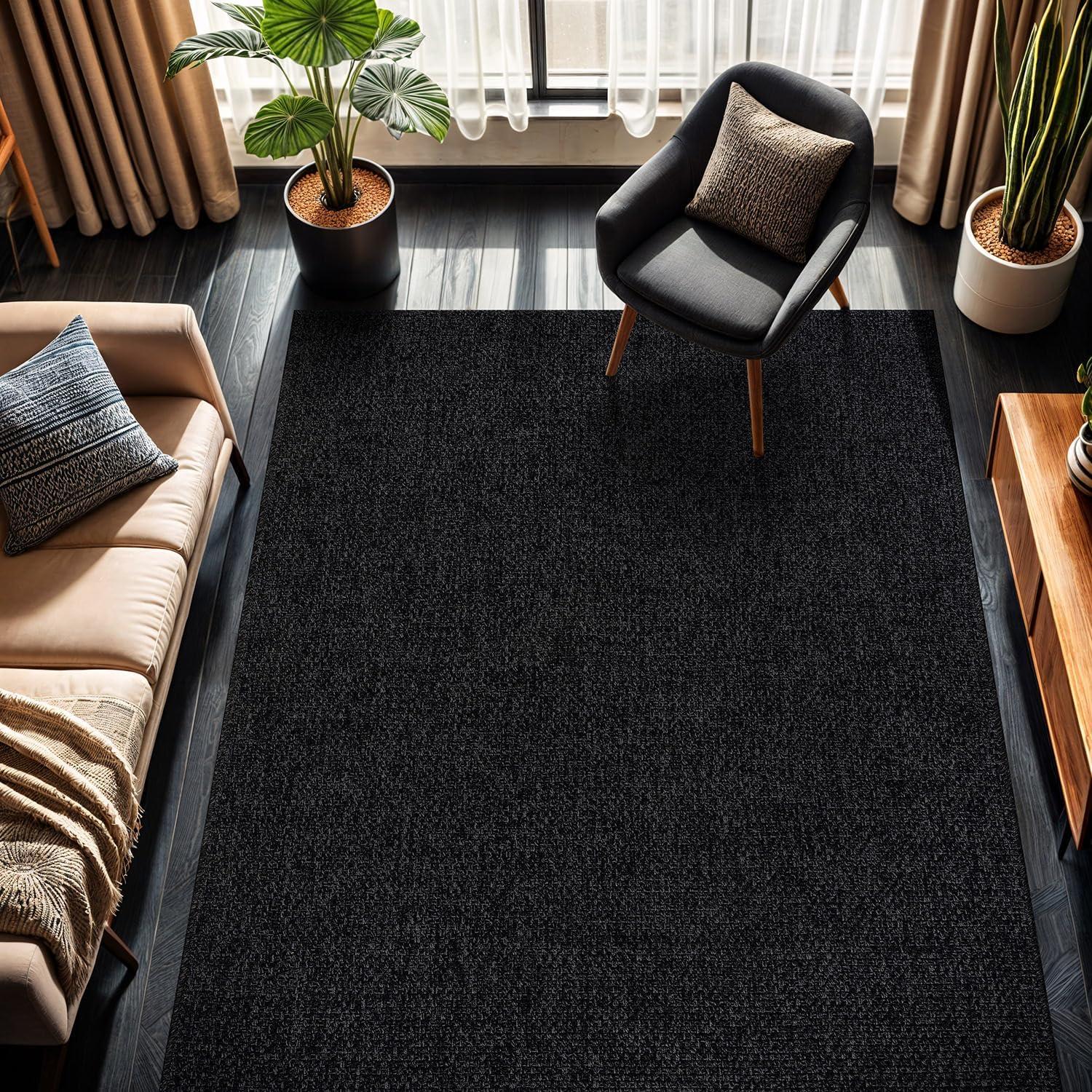 image:imageCAMILSON Easy Jute Rug 5x7 Indoor Outdoor Natural Color Fiber Area Rugs for Living Room Patio and Kitchen Rug Herringbone Seagrass Woven Design EasyCleaning Washable Outside Carpet Alfombras 5 x 7BasketweaveAnthracite