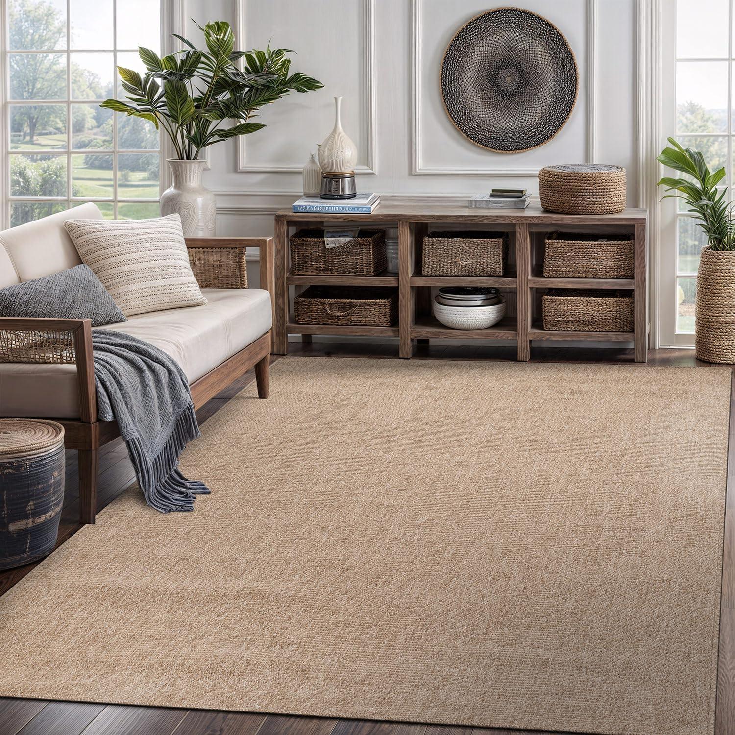 image:imageCAMILSON Easy Jute Rug 5x7 Indoor Outdoor Natural Color Fiber Area Rugs for Living Room Patio and Kitchen Rug Herringbone Seagrass Woven Design EasyCleaning Washable Outside Carpet Alfombras 5 x 7GranulatedNatural