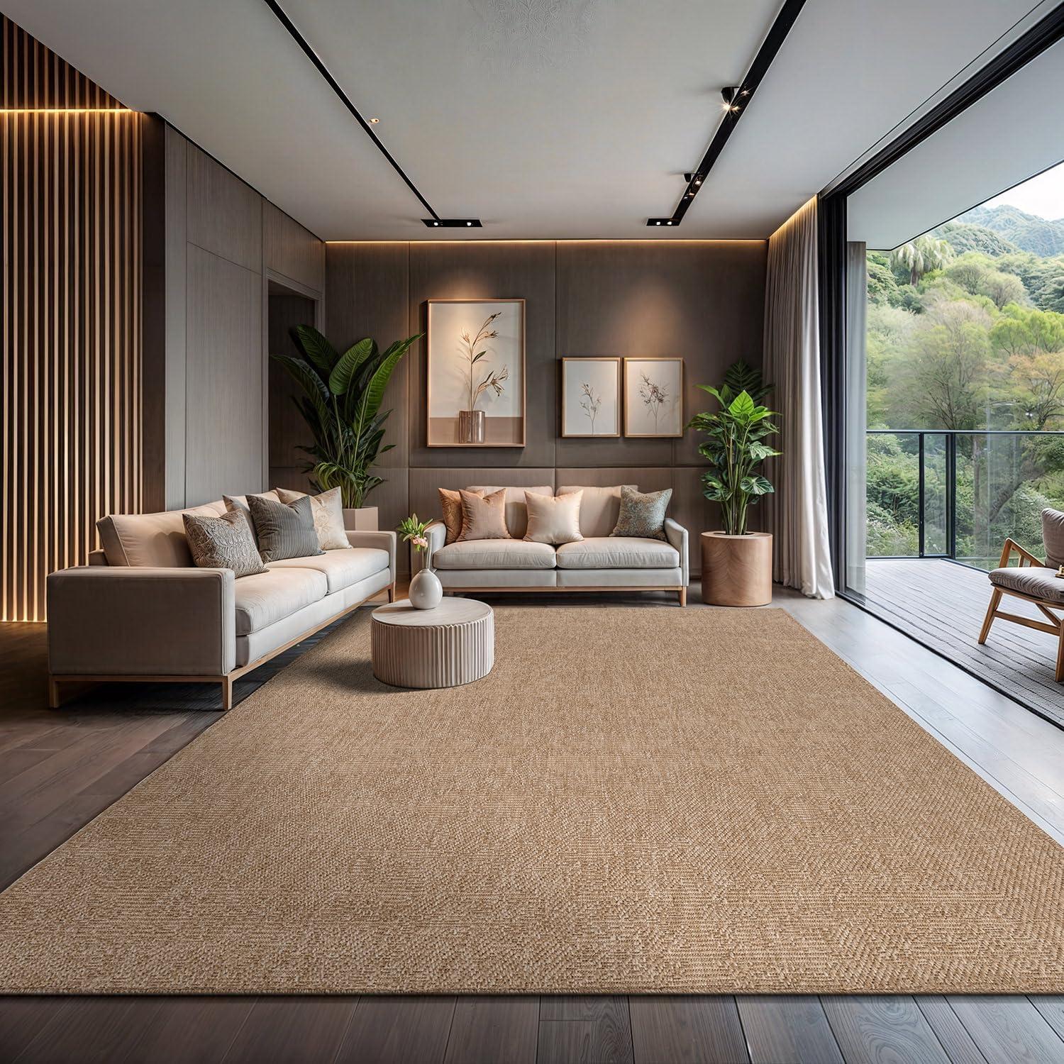image:imageCAMILSON Easy Jute Rug 5x7 Indoor Outdoor Natural Color Fiber Area Rugs for Living Room Patio and Kitchen Rug Herringbone Seagrass Woven Design EasyCleaning Washable Outside Carpet Alfombras 5 x 7GranulatedNatural