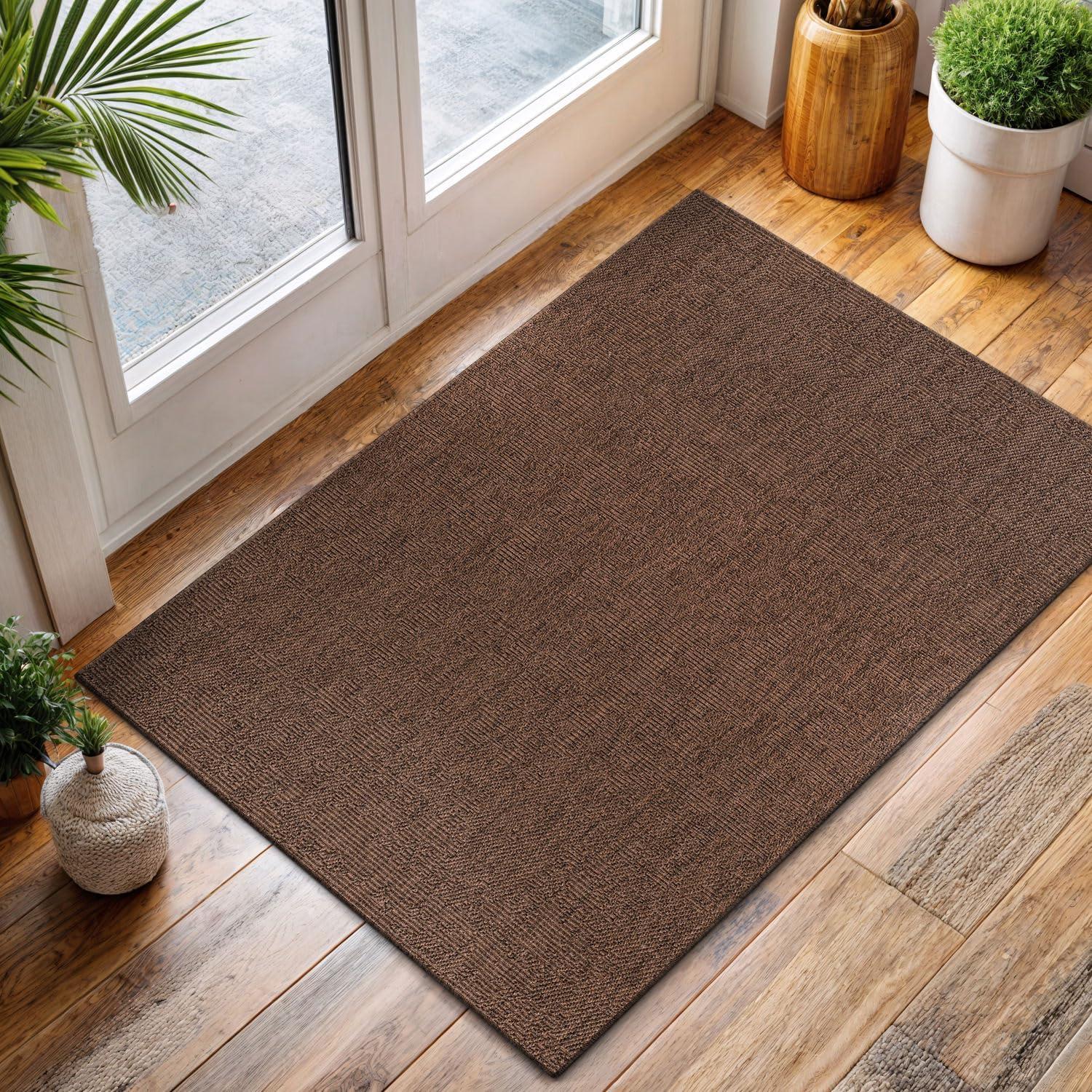 image:imageCAMILSON Easy Jute Rug 5x7 Indoor Outdoor Natural Color Fiber Area Rugs for Living Room Patio and Kitchen Rug Herringbone Seagrass Woven Design EasyCleaning Washable Outside Carpet Alfombras 5 x 7GranulatedBrown