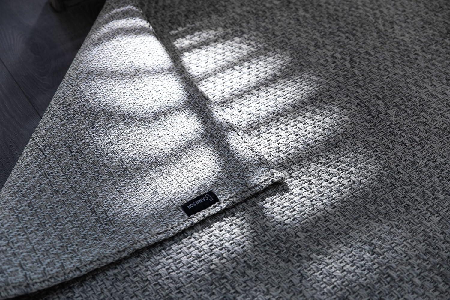 image:imageCAMILSON Easy Jute Rug 5x7 Indoor Outdoor Natural Color Fiber Area Rugs for Living Room Patio and Kitchen Rug Herringbone Seagrass Woven Design EasyCleaning Washable Outside Carpet Alfombras 5 x 7BasketweaveSilver