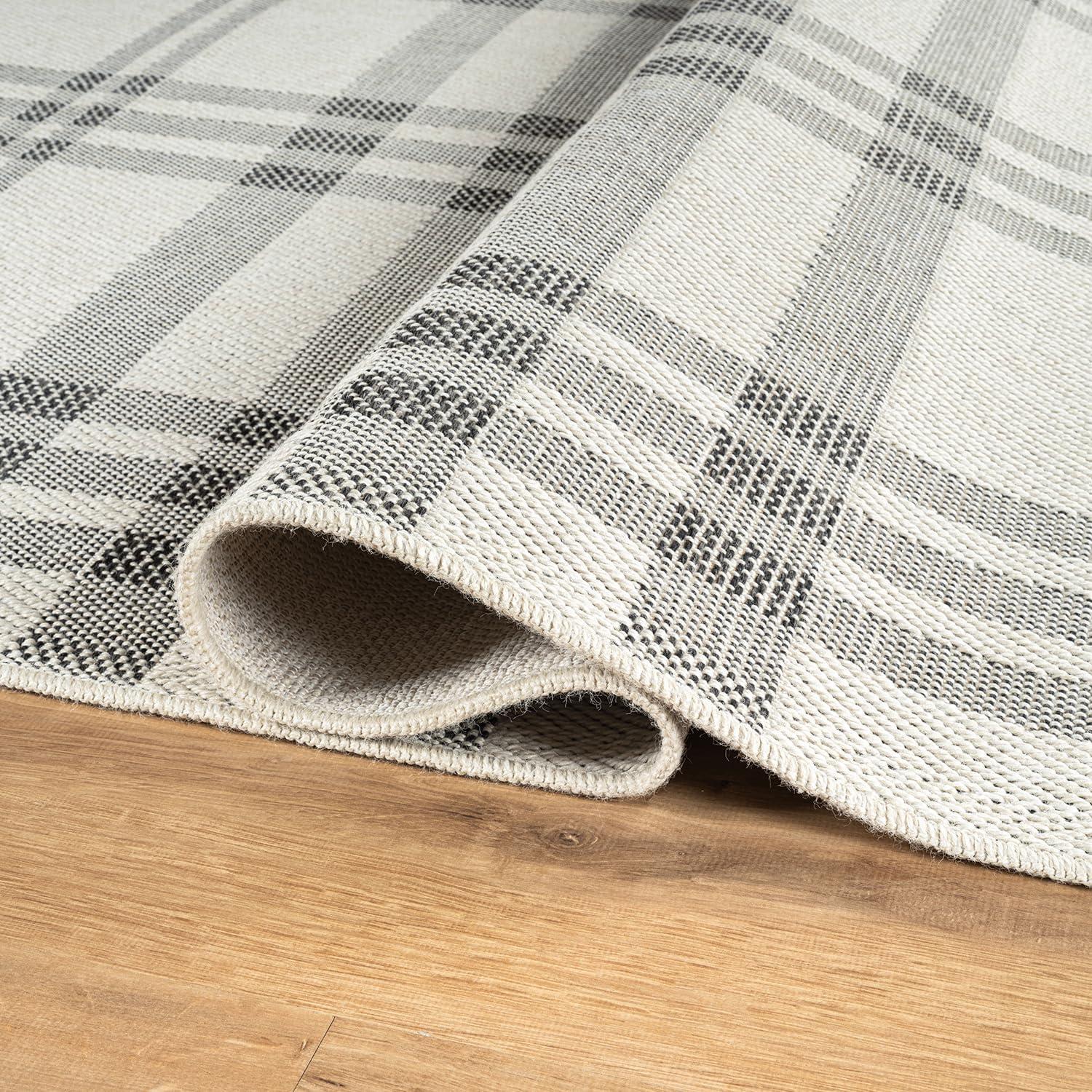 image:imageCAMILSON Easy Jute Rug 5x7 Indoor Outdoor Natural Color Fiber Area Rugs for Living Room Patio and Kitchen Rug Herringbone Seagrass Woven Design EasyCleaning Washable Outside Carpet Alfombras 5 x 7BoxBoneblack