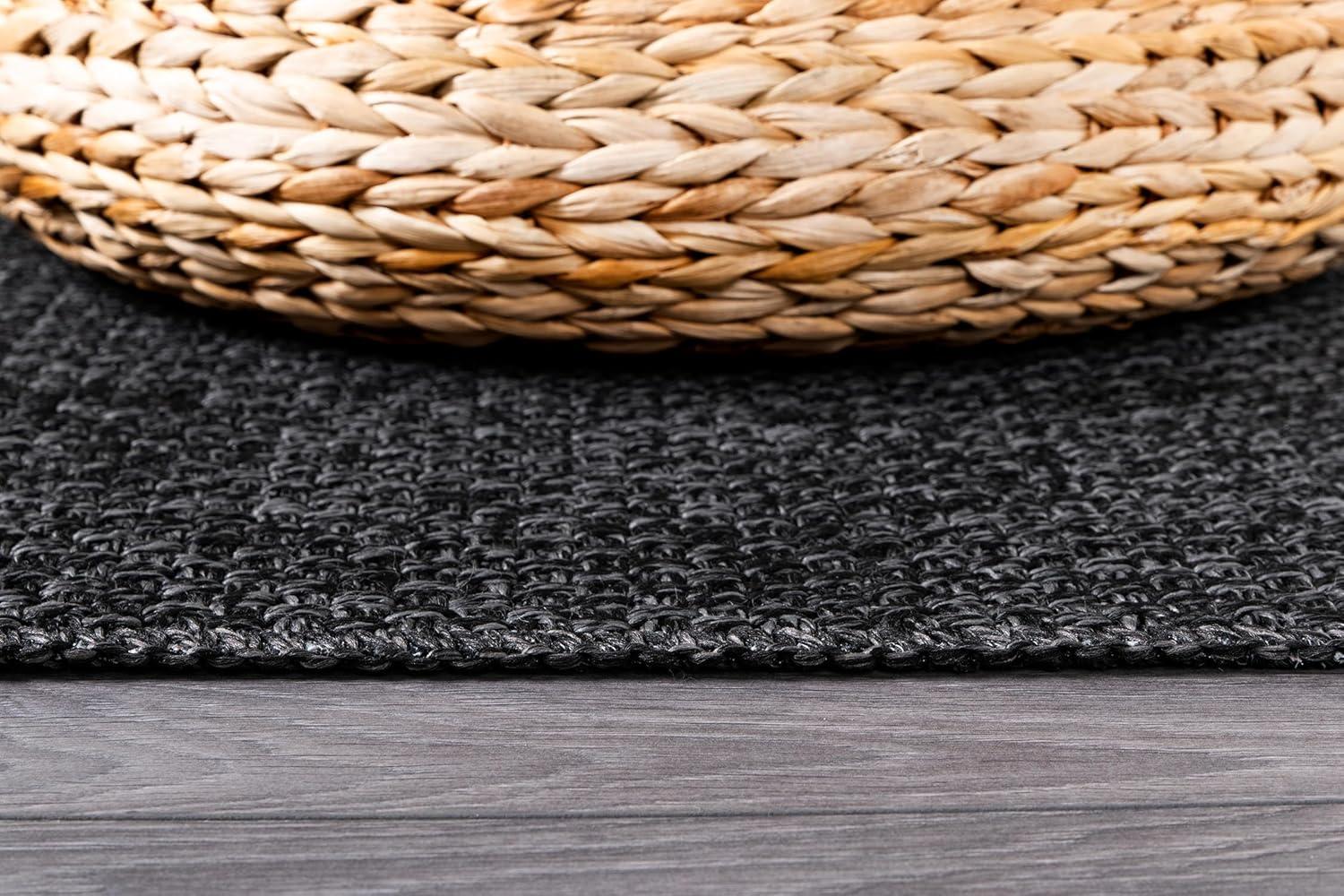 image:imageCAMILSON Easy Jute Rug 5x7 Indoor Outdoor Natural Color Fiber Area Rugs for Living Room Patio and Kitchen Rug Herringbone Seagrass Woven Design EasyCleaning Washable Outside Carpet Alfombras 5 x 7BasketweaveAnthracite