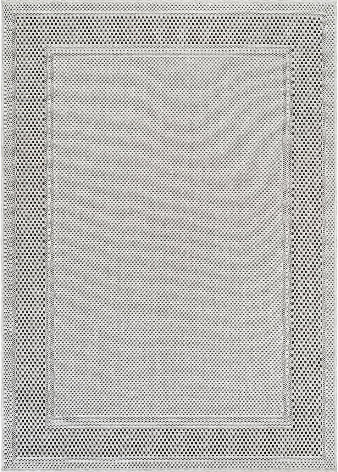 image:imageCAMILSON Easy Jute Rug 5x7 Indoor Outdoor Natural Color Fiber Area Rugs for Living Room Patio and Kitchen Rug Herringbone Seagrass Woven Design EasyCleaning Washable Outside Carpet Alfombras 5 x 7BorderedBoneblack