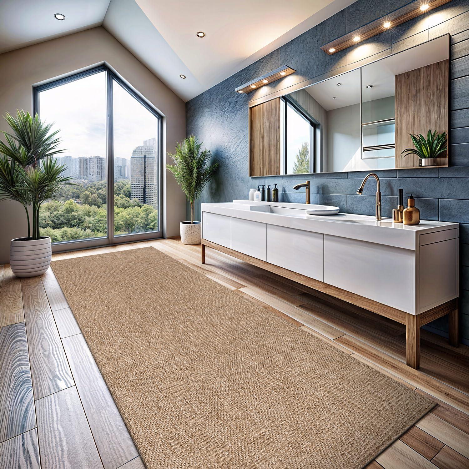 image:imageCAMILSON Easy Jute Rug 5x7 Indoor Outdoor Natural Color Fiber Area Rugs for Living Room Patio and Kitchen Rug Herringbone Seagrass Woven Design EasyCleaning Washable Outside Carpet Alfombras 5 x 7GranulatedNatural