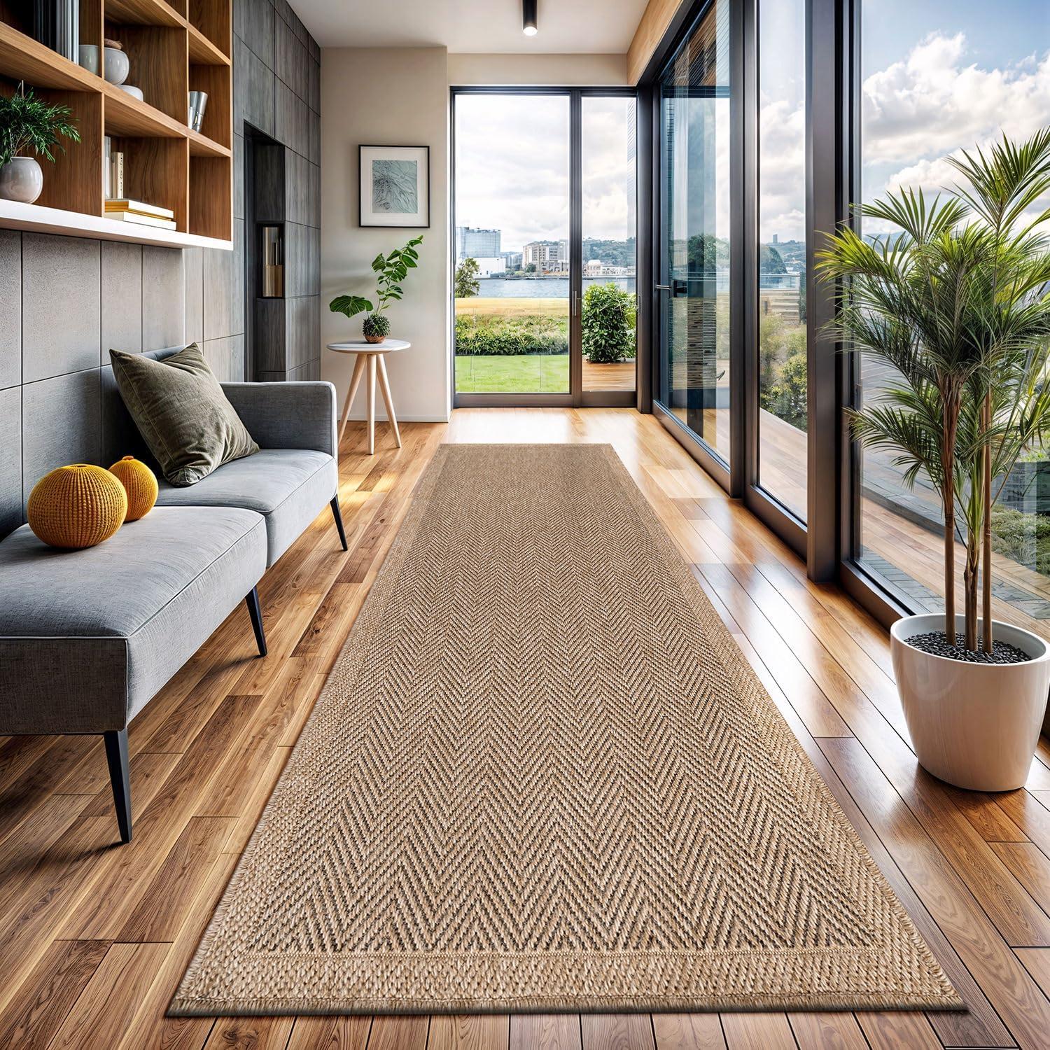 image:imageCAMILSON Easy Jute Rug 5x7 Indoor Outdoor Natural Color Fiber Area Rugs for Living Room Patio and Kitchen Rug Herringbone Seagrass Woven Design EasyCleaning Washable Outside Carpet Alfombras 5 x 7HerringboneNatural