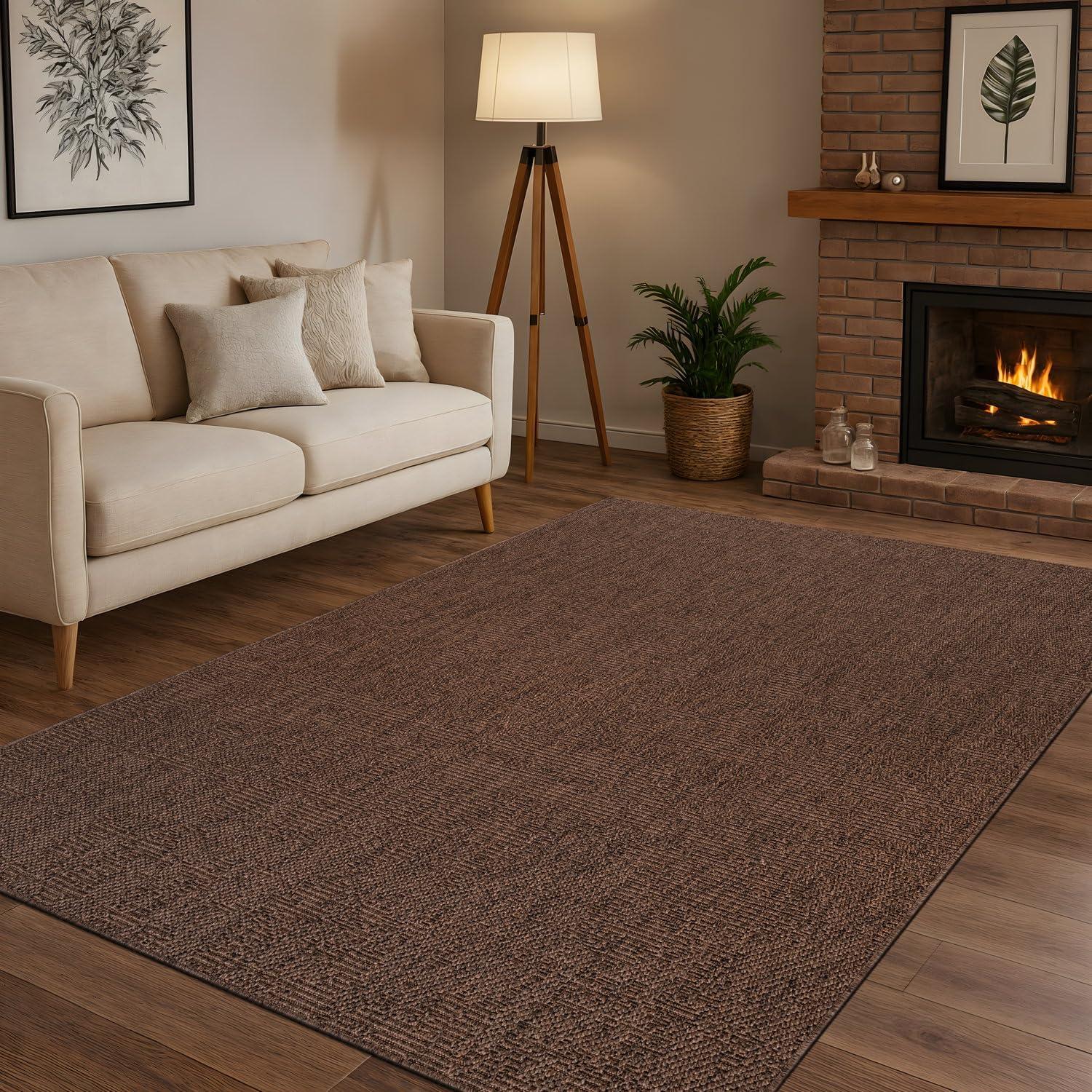 image:imageCAMILSON Easy Jute Rug 5x7 Indoor Outdoor Natural Color Fiber Area Rugs for Living Room Patio and Kitchen Rug Herringbone Seagrass Woven Design EasyCleaning Washable Outside Carpet Alfombras 5 x 7GranulatedBrown
