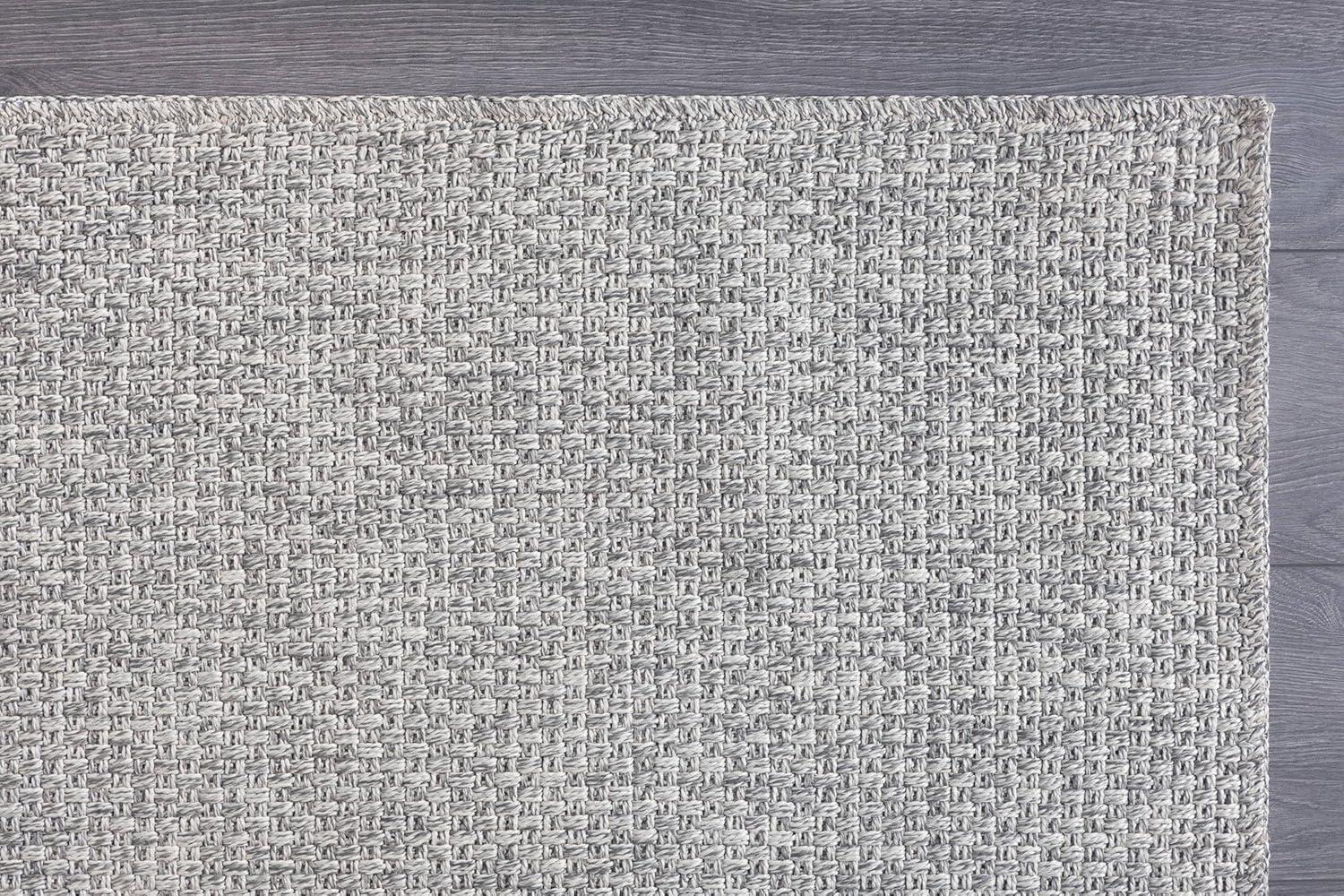 image:imageCAMILSON Easy Jute Rug 5x7 Indoor Outdoor Natural Color Fiber Area Rugs for Living Room Patio and Kitchen Rug Herringbone Seagrass Woven Design EasyCleaning Washable Outside Carpet Alfombras 5 x 7BasketweaveSilver