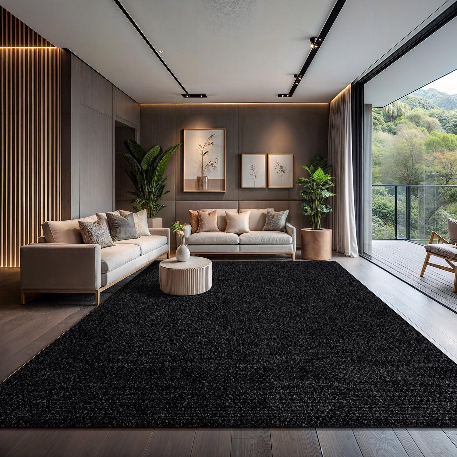 image:imageCAMILSON Easy Jute Rug 5x7 Indoor Outdoor Natural Color Fiber Area Rugs for Living Room Patio and Kitchen Rug Herringbone Seagrass Woven Design EasyCleaning Washable Outside Carpet Alfombras 5 x 7BasketweaveAnthracite