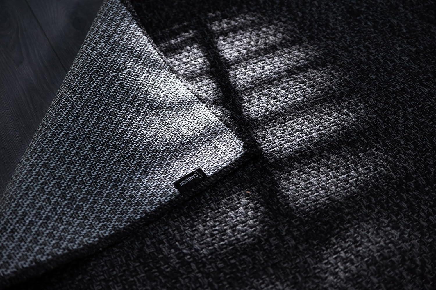 image:imageCAMILSON Easy Jute Rug 5x7 Indoor Outdoor Natural Color Fiber Area Rugs for Living Room Patio and Kitchen Rug Herringbone Seagrass Woven Design EasyCleaning Washable Outside Carpet Alfombras 5 x 7BasketweaveAnthracite