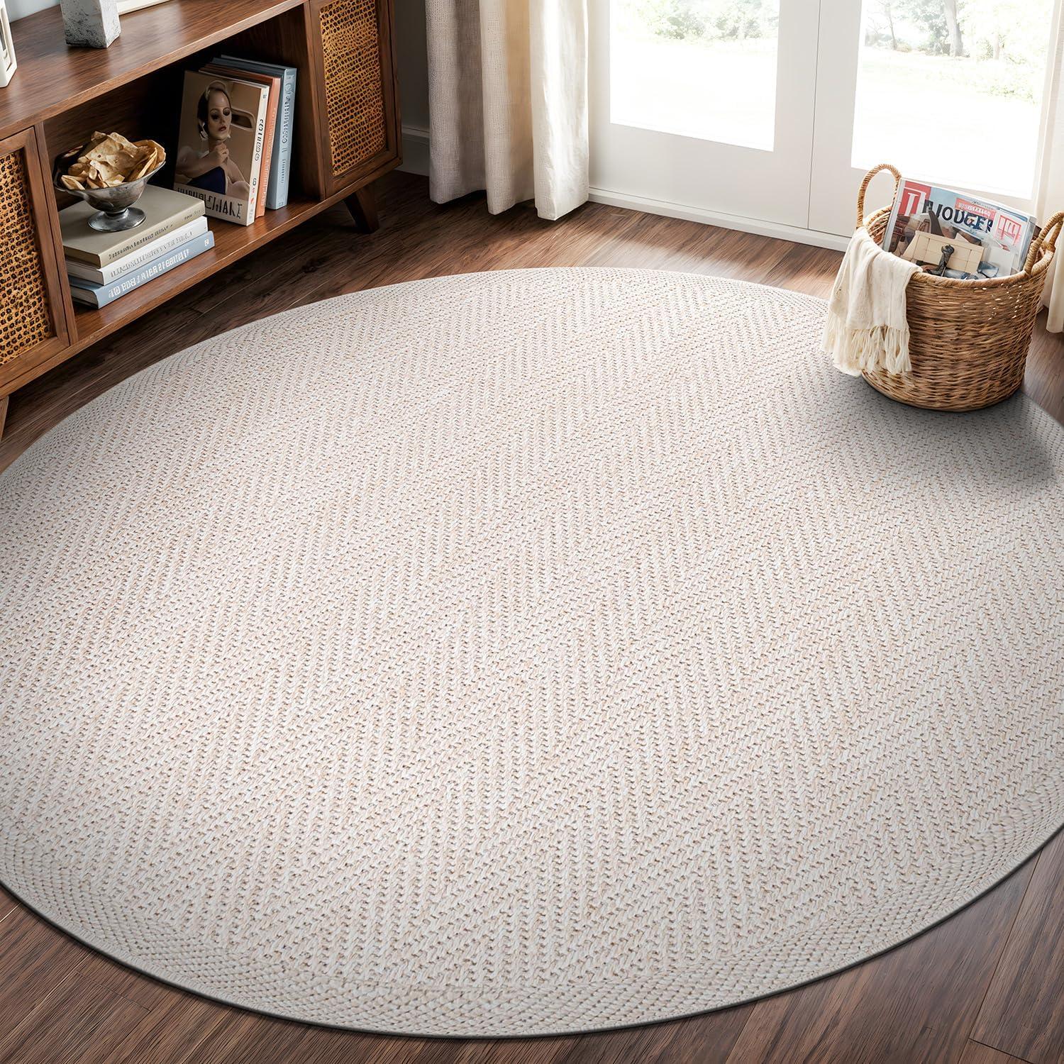 image:imageCAMILSON Easy Jute Rug 5x7 Indoor Outdoor Natural Color Fiber Area Rugs for Living Room Patio and Kitchen Rug Herringbone Seagrass Woven Design EasyCleaning Washable Outside Carpet Alfombras 5 x 7HerringboneBone