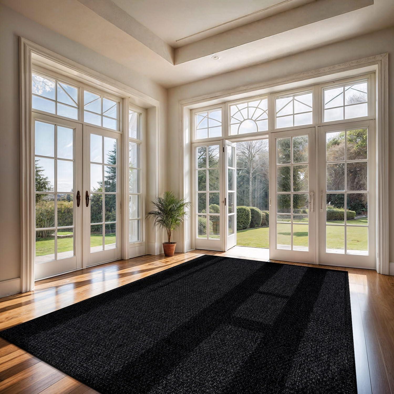 image:imageCAMILSON Easy Jute Rug 5x7 Indoor Outdoor Natural Color Fiber Area Rugs for Living Room Patio and Kitchen Rug Herringbone Seagrass Woven Design EasyCleaning Washable Outside Carpet Alfombras 5 x 7BasketweaveAnthracite