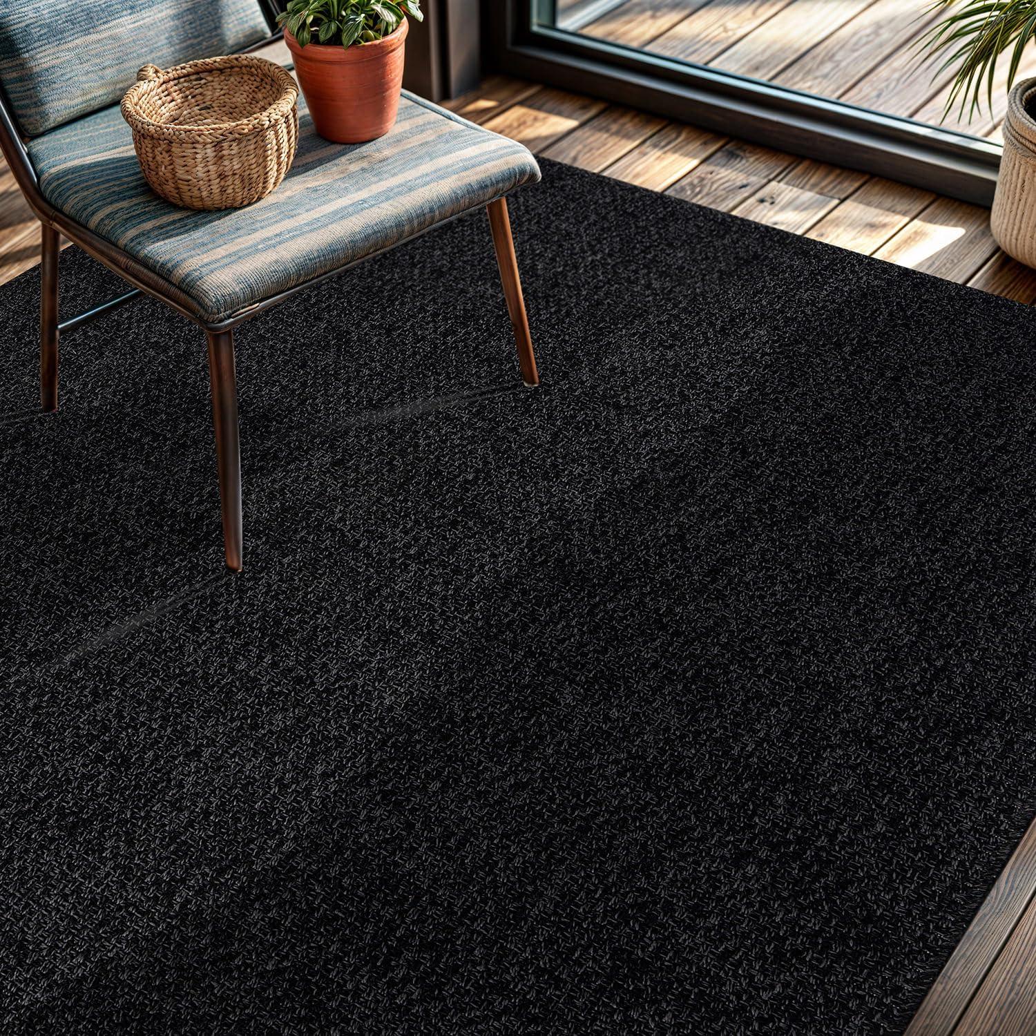 image:imageCAMILSON Easy Jute Rug 5x7 Indoor Outdoor Natural Color Fiber Area Rugs for Living Room Patio and Kitchen Rug Herringbone Seagrass Woven Design EasyCleaning Washable Outside Carpet Alfombras 5 x 7BasketweaveAnthracite
