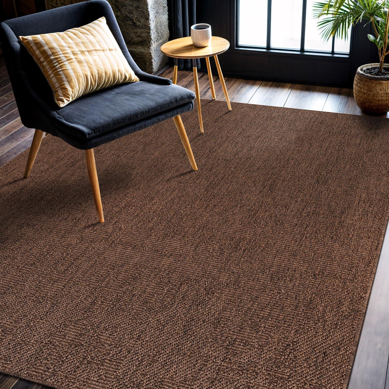 image:imageCAMILSON Easy Jute Rug 5x7 Indoor Outdoor Natural Color Fiber Area Rugs for Living Room Patio and Kitchen Rug Herringbone Seagrass Woven Design EasyCleaning Washable Outside Carpet Alfombras 5 x 7GranulatedBrown