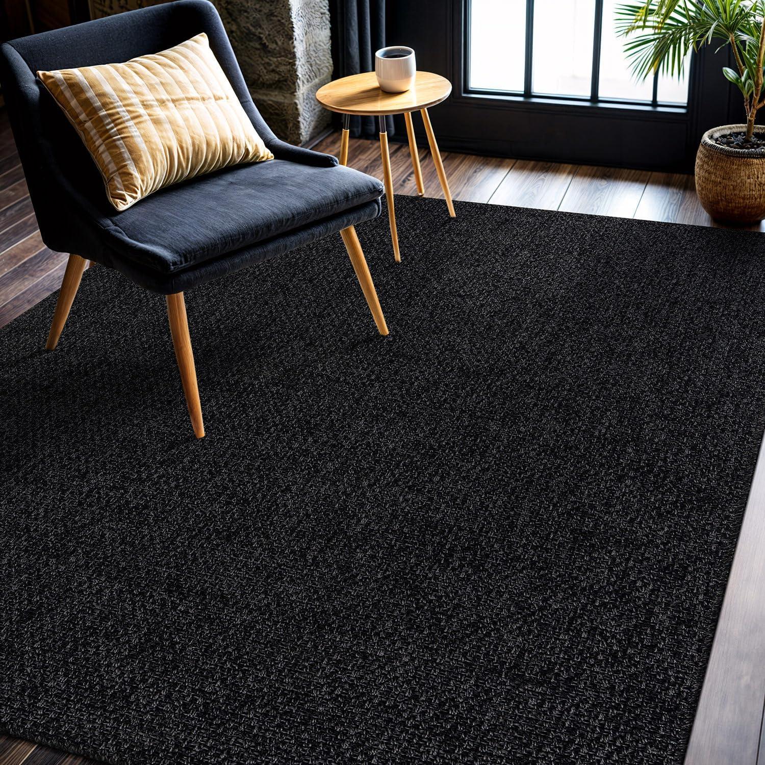 image:imageCAMILSON Easy Jute Rug 5x7 Indoor Outdoor Natural Color Fiber Area Rugs for Living Room Patio and Kitchen Rug Herringbone Seagrass Woven Design EasyCleaning Washable Outside Carpet Alfombras 5 x 7BasketweaveAnthracite