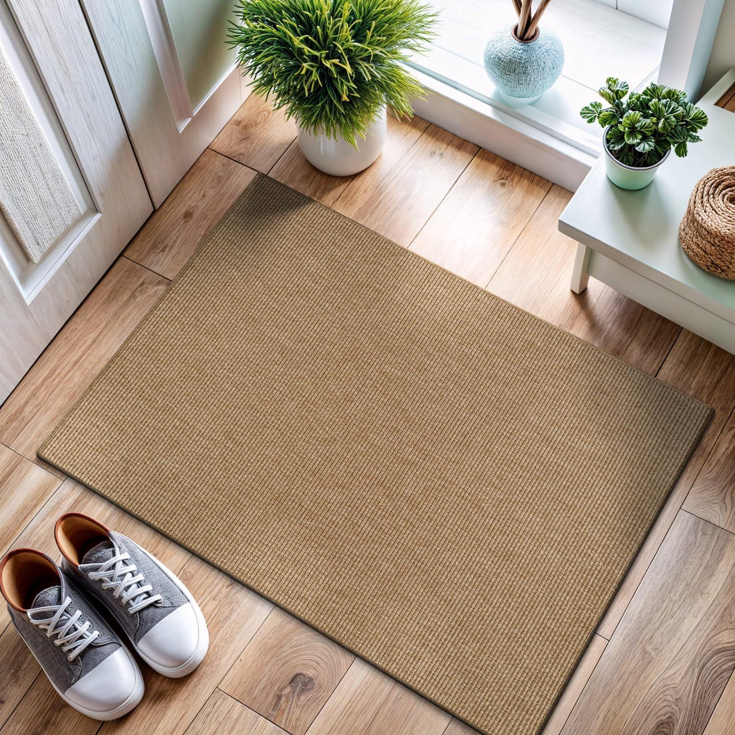image:imageCAMILSON Easy Jute Rug 5x7 Indoor Outdoor Natural Color Fiber Area Rugs for Living Room Patio and Kitchen Rug Herringbone Seagrass Woven Design EasyCleaning Washable Outside Carpet Alfombras 5 x 7BasketweaveNatural