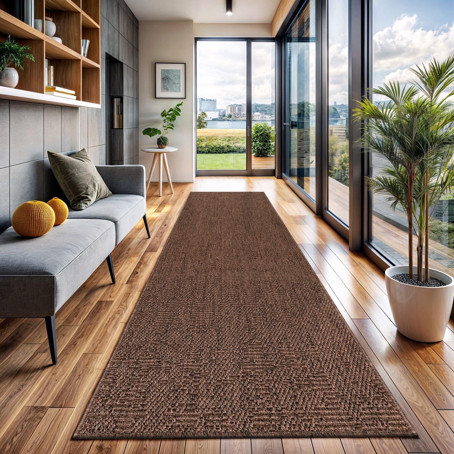 image:imageCAMILSON Easy Jute Rug 5x7 Indoor Outdoor Natural Color Fiber Area Rugs for Living Room Patio and Kitchen Rug Herringbone Seagrass Woven Design EasyCleaning Washable Outside Carpet Alfombras 5 x 7GranulatedBrown