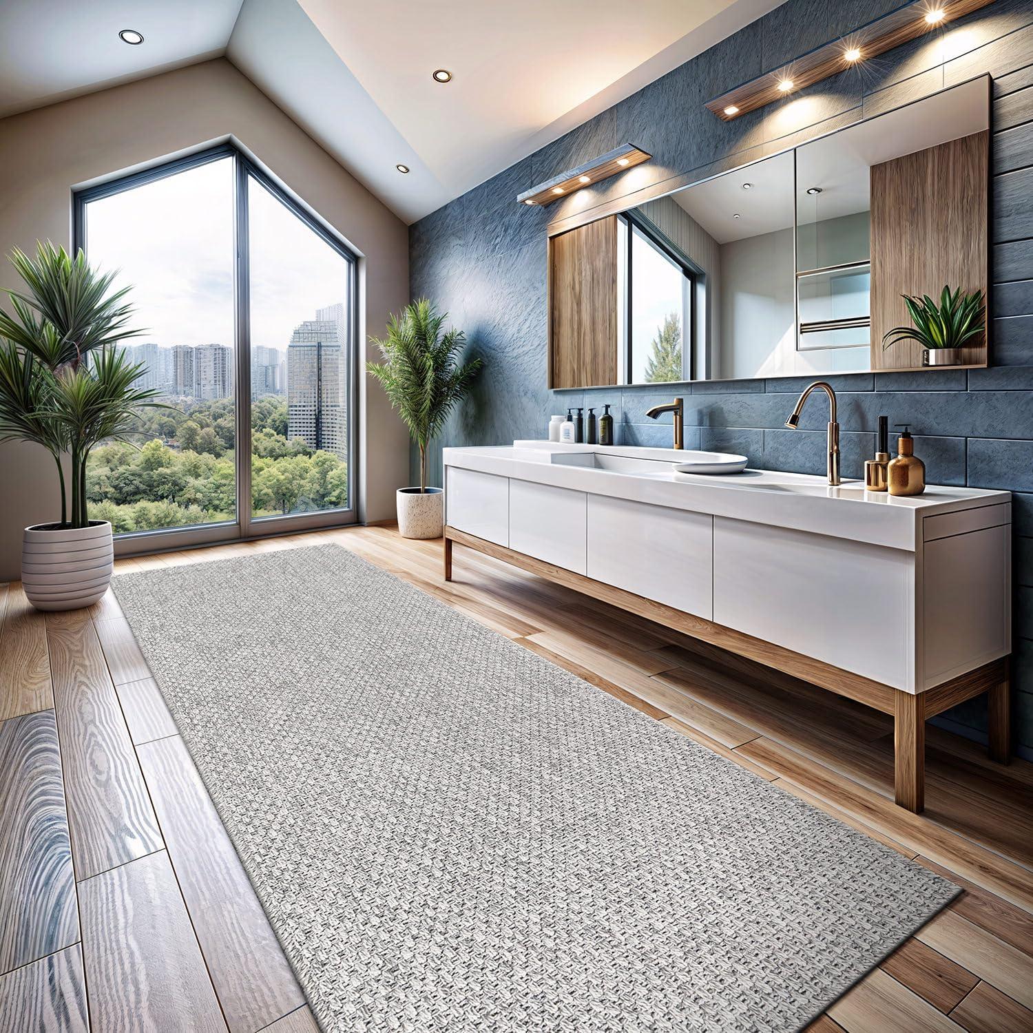 image:imageCAMILSON Easy Jute Rug 5x7 Indoor Outdoor Natural Color Fiber Area Rugs for Living Room Patio and Kitchen Rug Herringbone Seagrass Woven Design EasyCleaning Washable Outside Carpet Alfombras 5 x 7BasketweaveSilver
