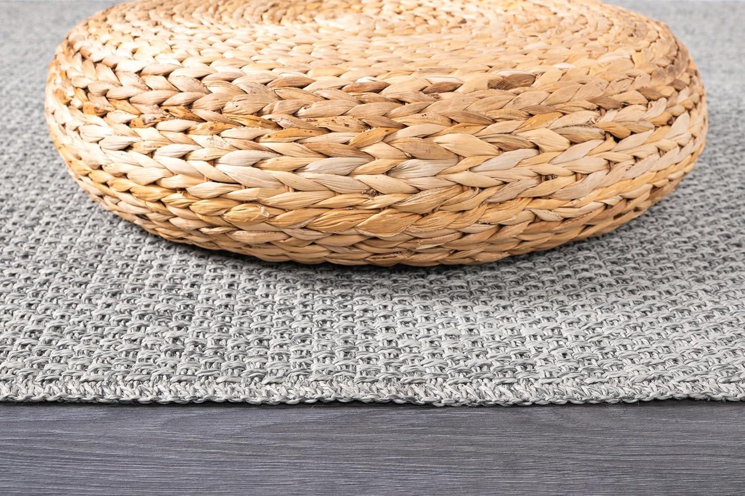 image:imageCAMILSON Easy Jute Rug 5x7 Indoor Outdoor Natural Color Fiber Area Rugs for Living Room Patio and Kitchen Rug Herringbone Seagrass Woven Design EasyCleaning Washable Outside Carpet Alfombras 5 x 7BasketweaveSilver