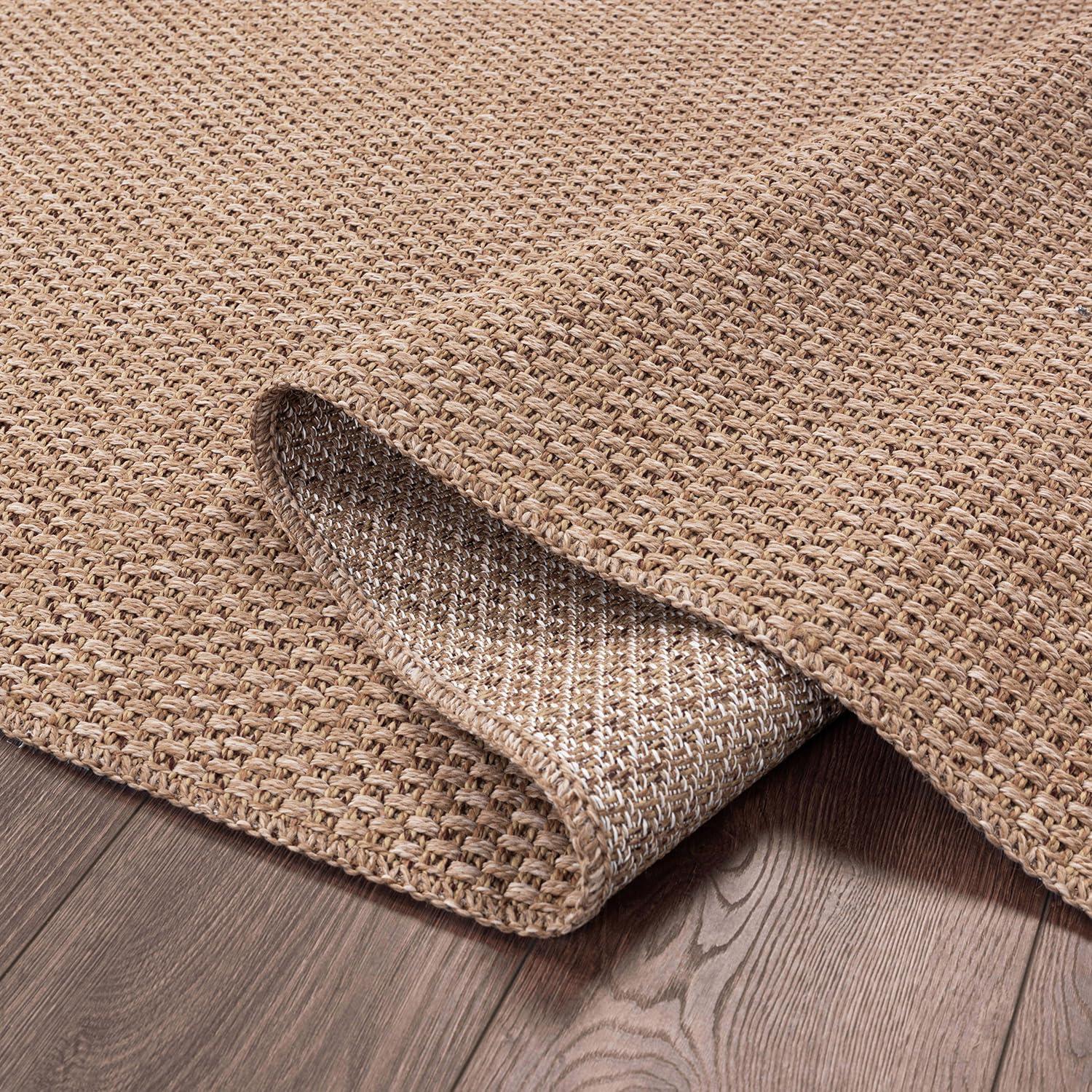 image:imageCAMILSON Easy Jute Rug 5x7 Indoor Outdoor Natural Color Fiber Area Rugs for Living Room Patio and Kitchen Rug Herringbone Seagrass Woven Design EasyCleaning Washable Outside Carpet Alfombras 5 x 7BasketweaveNatural
