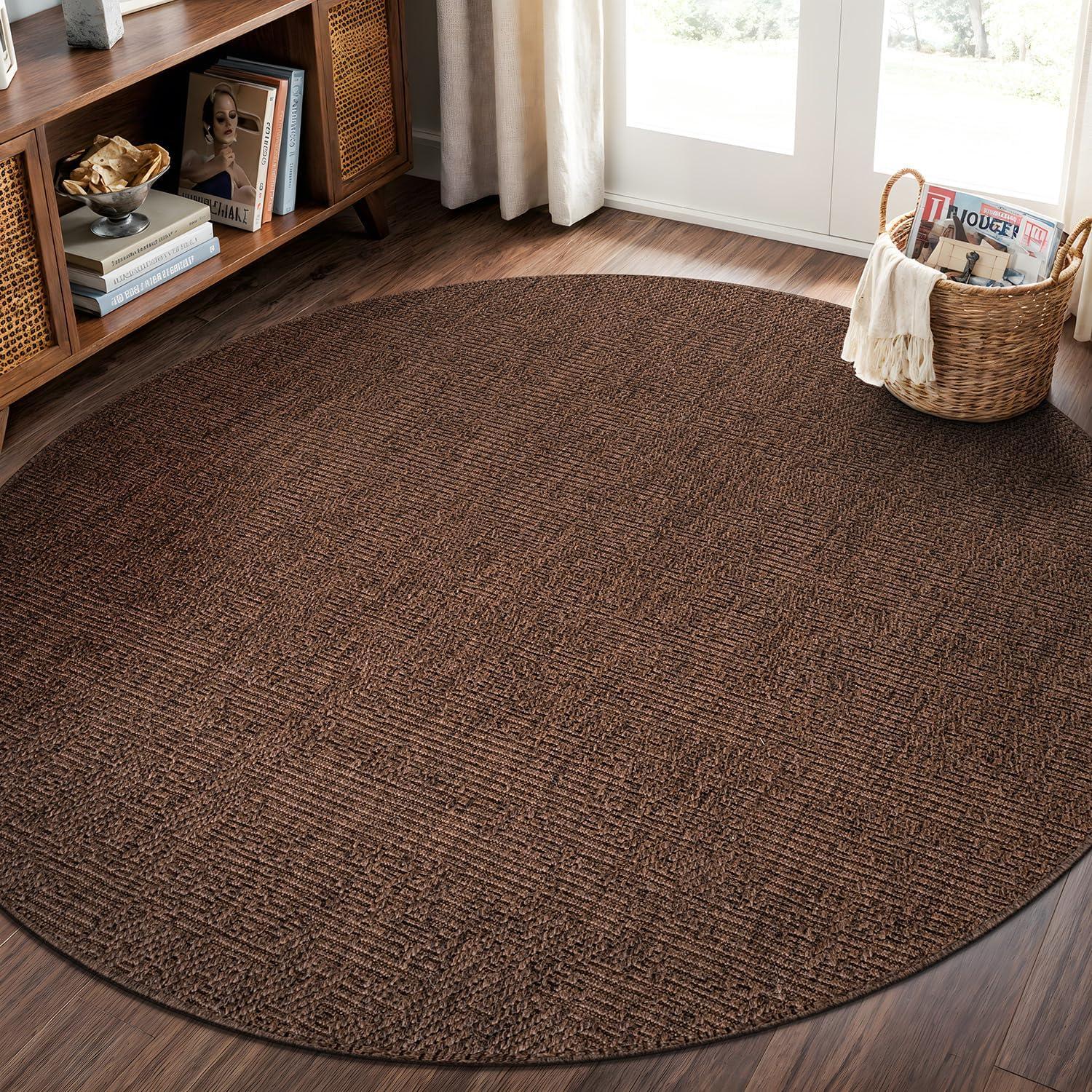 image:imageCAMILSON Easy Jute Rug 5x7 Indoor Outdoor Natural Color Fiber Area Rugs for Living Room Patio and Kitchen Rug Herringbone Seagrass Woven Design EasyCleaning Washable Outside Carpet Alfombras 5 x 7GranulatedBrown