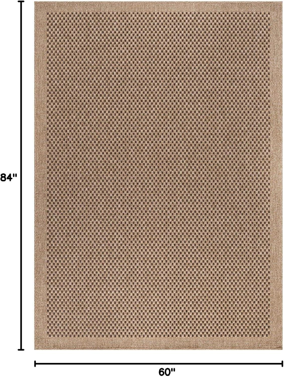 image:imageCAMILSON Easy Jute Rug 5x7 Indoor Outdoor Natural Color Fiber Area Rugs for Living Room Patio and Kitchen Rug Herringbone Seagrass Woven Design EasyCleaning Washable Outside Carpet Alfombras 5 x 7CheckeredNatural