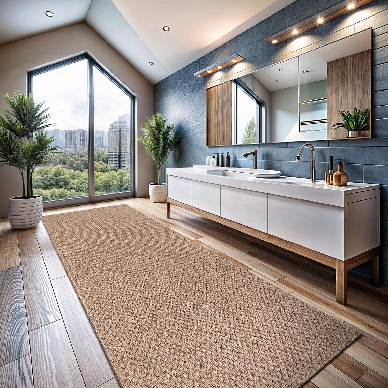 image:imageCAMILSON Easy Jute Rug 5x7 Indoor Outdoor Natural Color Fiber Area Rugs for Living Room Patio and Kitchen Rug Herringbone Seagrass Woven Design EasyCleaning Washable Outside Carpet Alfombras 5 x 7BasketweaveNatural
