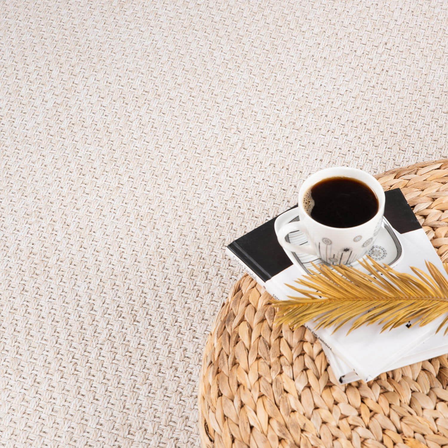 image:imageCAMILSON Easy Jute Rug 5x7 Indoor Outdoor Natural Color Fiber Area Rugs for Living Room Patio and Kitchen Rug Herringbone Seagrass Woven Design EasyCleaning Washable Outside Carpet Alfombras 5 x 7BasketweaveBone