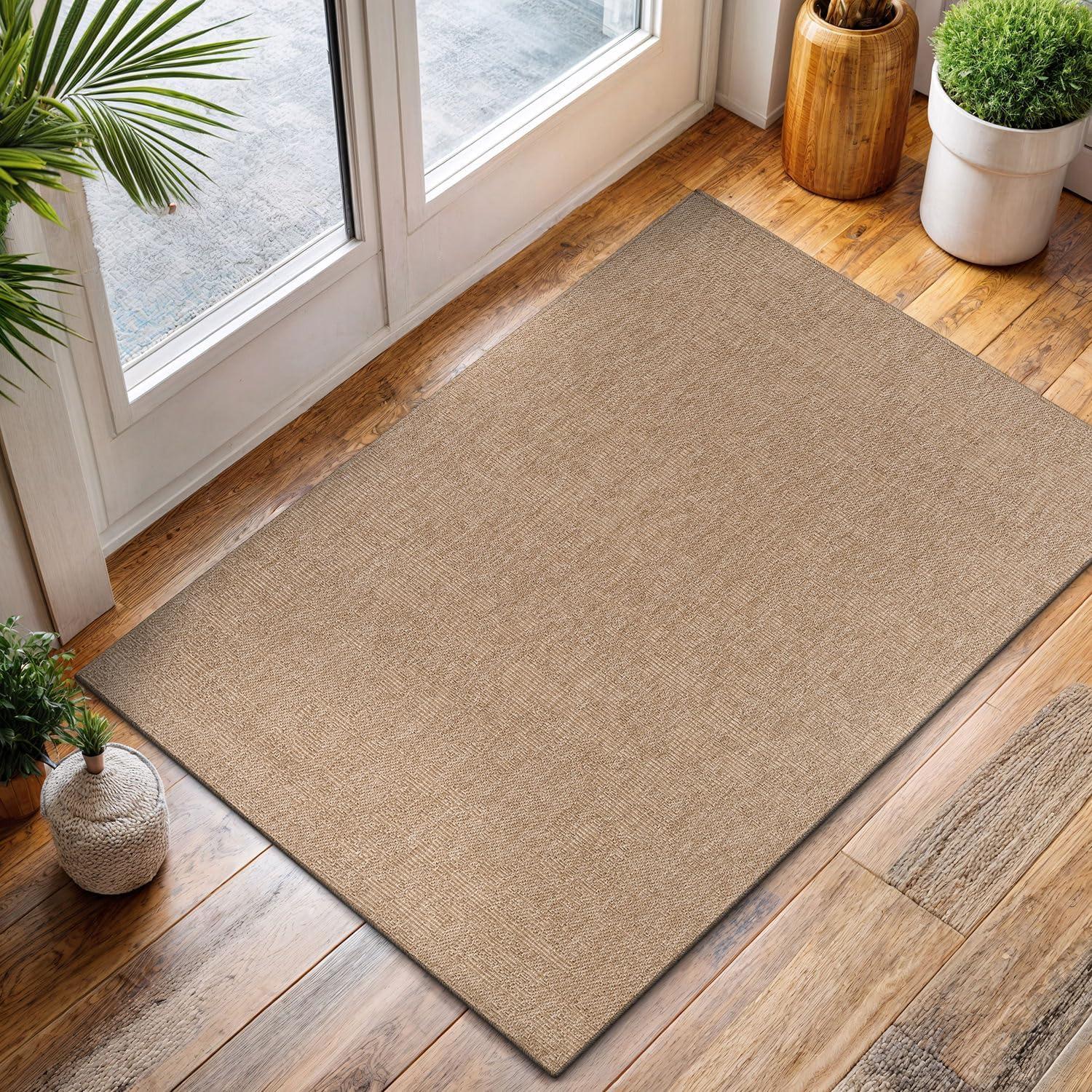 image:imageCAMILSON Easy Jute Rug 5x7 Indoor Outdoor Natural Color Fiber Area Rugs for Living Room Patio and Kitchen Rug Herringbone Seagrass Woven Design EasyCleaning Washable Outside Carpet Alfombras 5 x 7GranulatedNatural