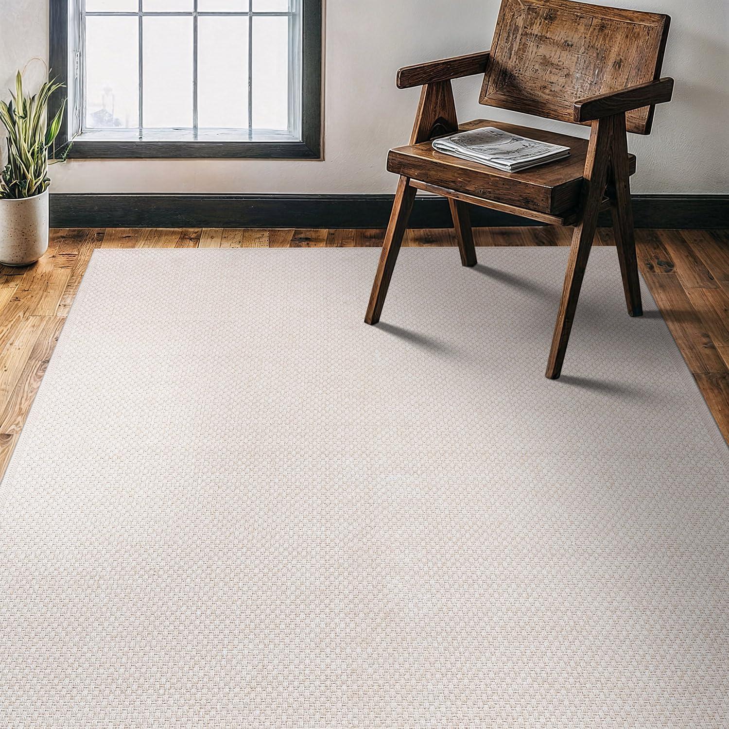 image:imageCAMILSON Easy Jute Rug 5x7 Indoor Outdoor Natural Color Fiber Area Rugs for Living Room Patio and Kitchen Rug Herringbone Seagrass Woven Design EasyCleaning Washable Outside Carpet Alfombras 5 x 7BasketweaveBone