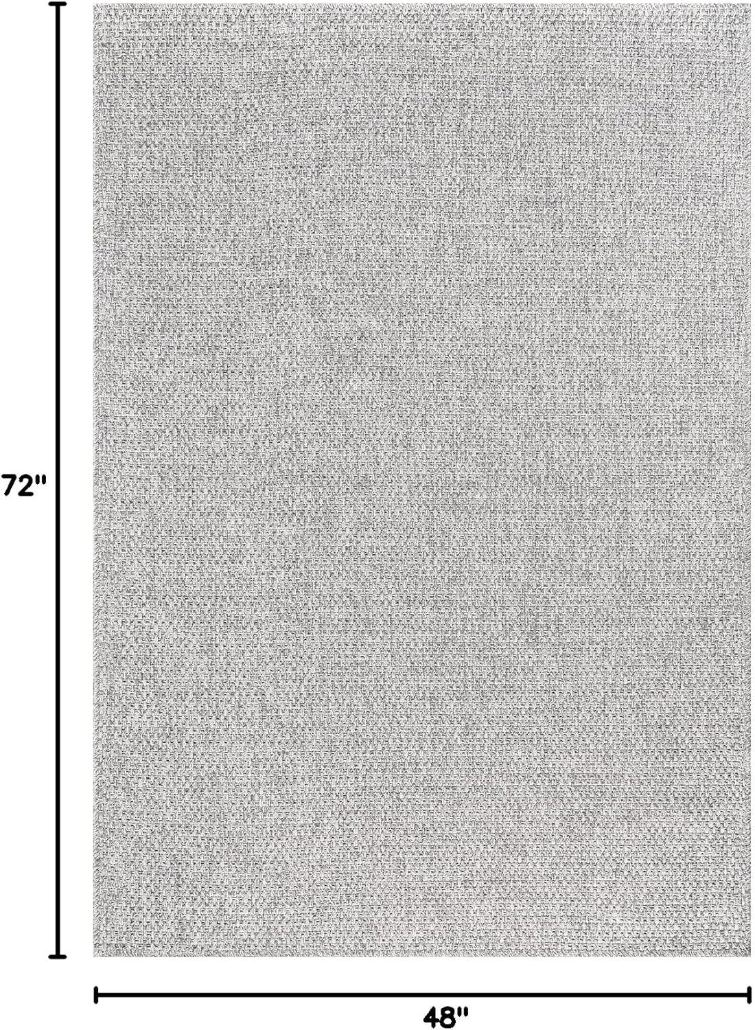 image:imageCAMILSON Easy Jute Rug 5x7 Indoor Outdoor Natural Color Fiber Area Rugs for Living Room Patio and Kitchen Rug Herringbone Seagrass Woven Design EasyCleaning Washable Outside Carpet Alfombras 5 x 7BasketweaveSilver