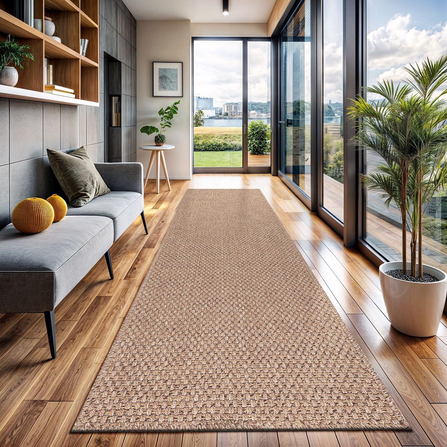 image:imageCAMILSON Easy Jute Rug 5x7 Indoor Outdoor Natural Color Fiber Area Rugs for Living Room Patio and Kitchen Rug Herringbone Seagrass Woven Design EasyCleaning Washable Outside Carpet Alfombras 5 x 7BasketweaveNatural