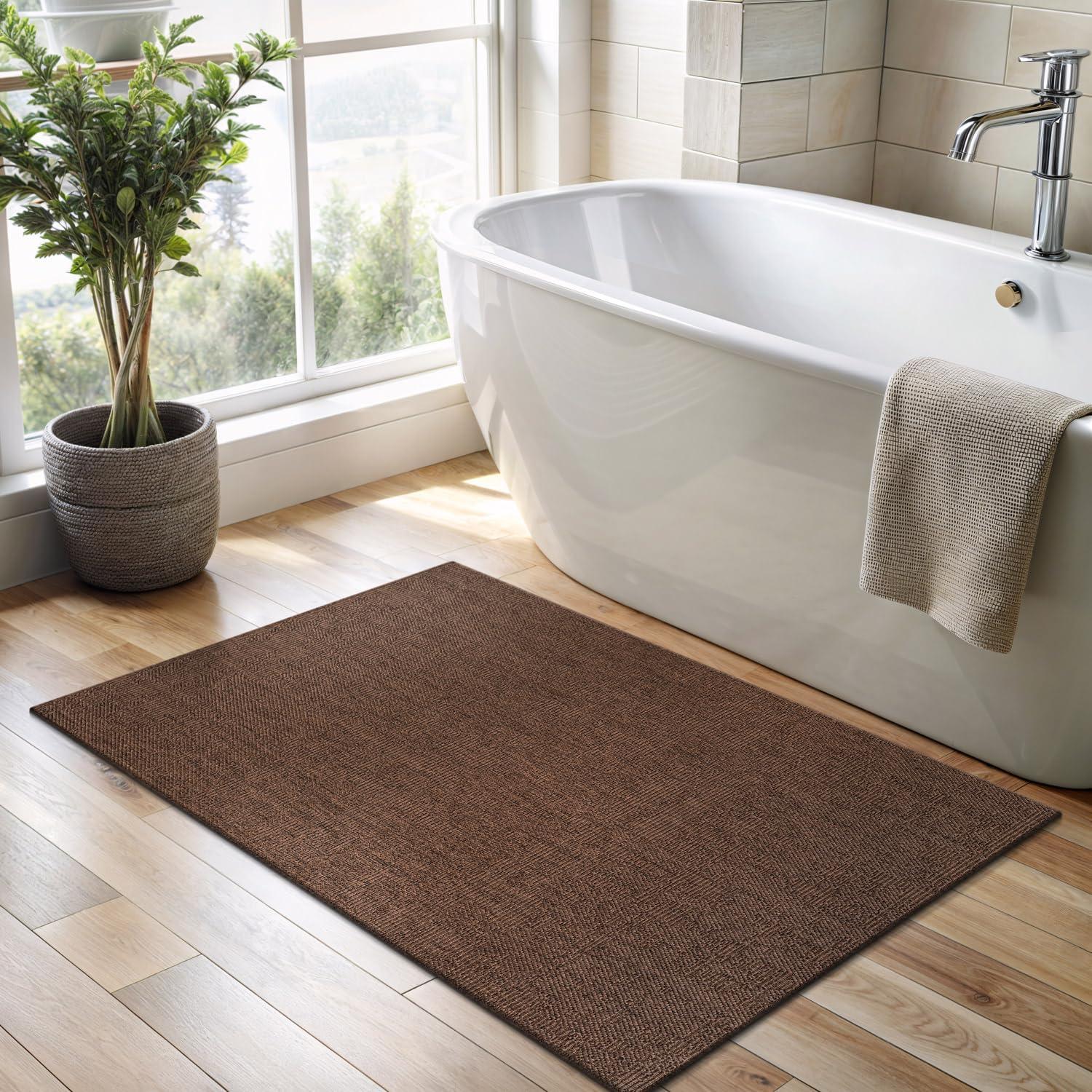 image:imageCAMILSON Easy Jute Rug 5x7 Indoor Outdoor Natural Color Fiber Area Rugs for Living Room Patio and Kitchen Rug Herringbone Seagrass Woven Design EasyCleaning Washable Outside Carpet Alfombras 5 x 7GranulatedBrown