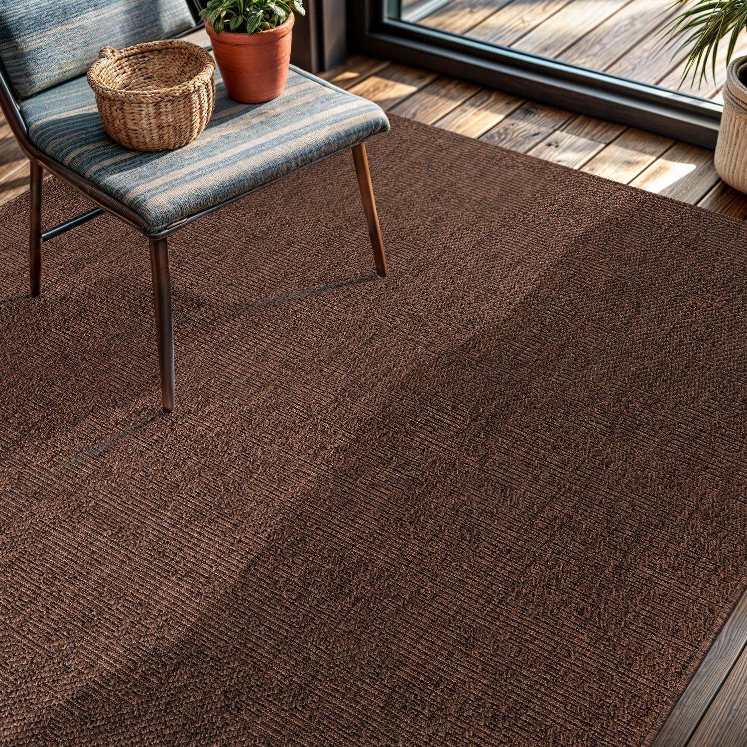image:imageCAMILSON Easy Jute Rug 5x7 Indoor Outdoor Natural Color Fiber Area Rugs for Living Room Patio and Kitchen Rug Herringbone Seagrass Woven Design EasyCleaning Washable Outside Carpet Alfombras 5 x 7GranulatedBrown