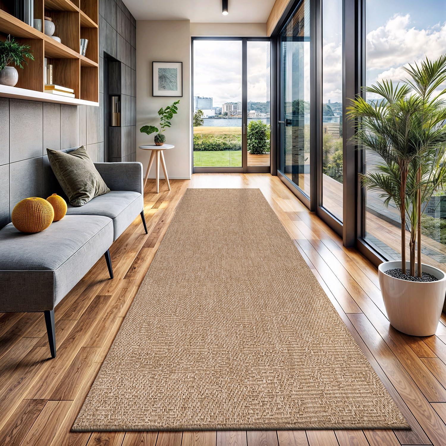 image:imageCAMILSON Easy Jute Rug 5x7 Indoor Outdoor Natural Color Fiber Area Rugs for Living Room Patio and Kitchen Rug Herringbone Seagrass Woven Design EasyCleaning Washable Outside Carpet Alfombras 5 x 7GranulatedNatural