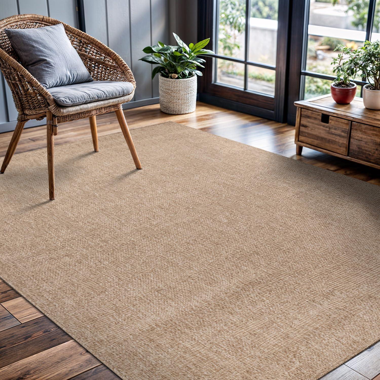 image:imageCAMILSON Easy Jute Rug 5x7 Indoor Outdoor Natural Color Fiber Area Rugs for Living Room Patio and Kitchen Rug Herringbone Seagrass Woven Design EasyCleaning Washable Outside Carpet Alfombras 5 x 7GranulatedNatural