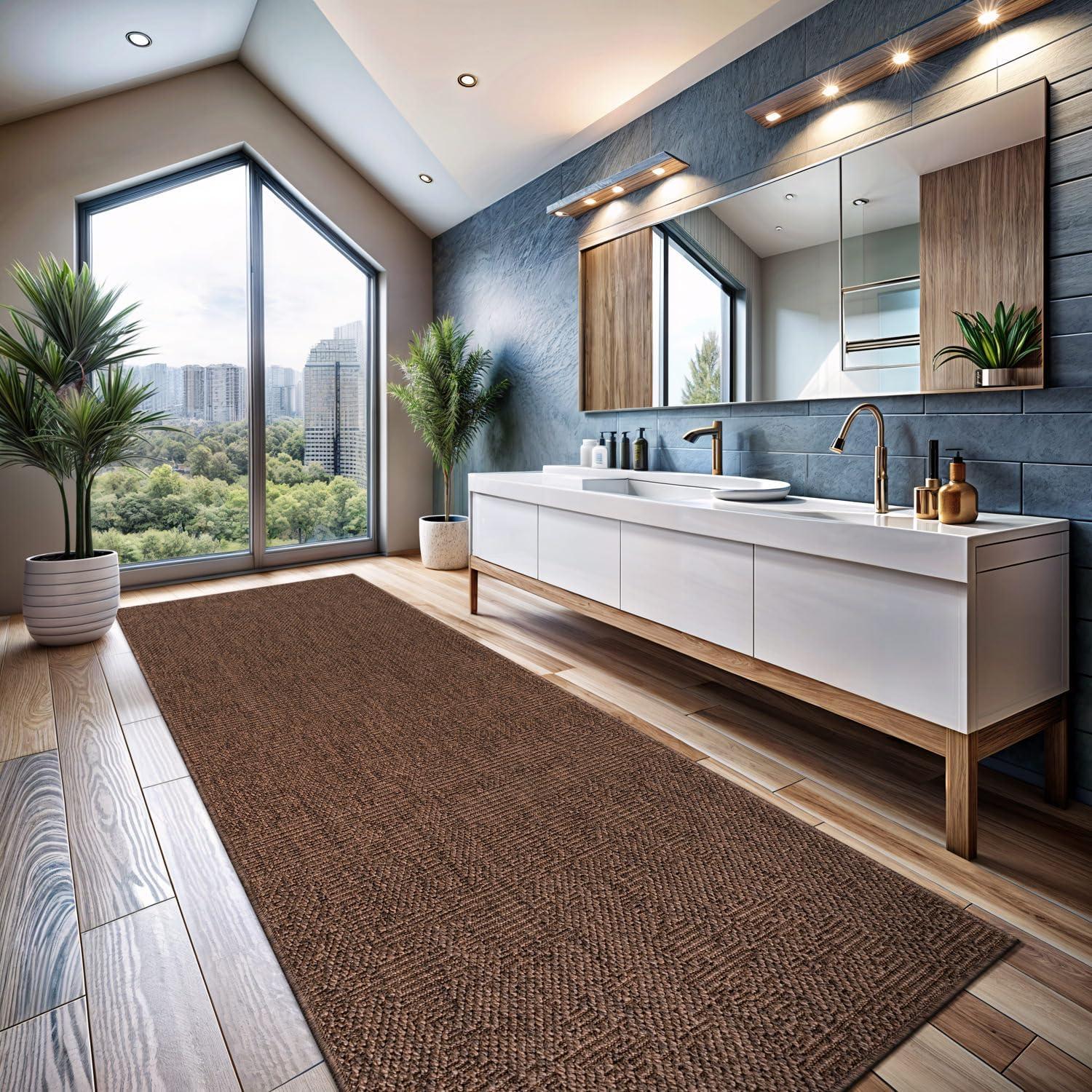 image:imageCAMILSON Easy Jute Rug 5x7 Indoor Outdoor Natural Color Fiber Area Rugs for Living Room Patio and Kitchen Rug Herringbone Seagrass Woven Design EasyCleaning Washable Outside Carpet Alfombras 5 x 7GranulatedBrown