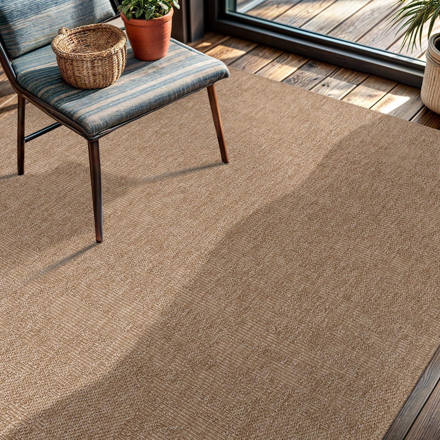 image:imageCAMILSON Easy Jute Rug 5x7 Indoor Outdoor Natural Color Fiber Area Rugs for Living Room Patio and Kitchen Rug Herringbone Seagrass Woven Design EasyCleaning Washable Outside Carpet Alfombras 5 x 7GranulatedNatural