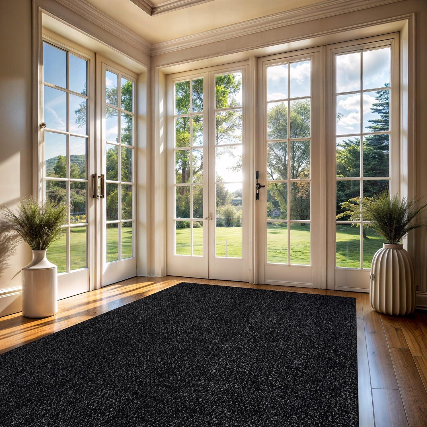 image:imageCAMILSON Easy Jute Rug 5x7 Indoor Outdoor Natural Color Fiber Area Rugs for Living Room Patio and Kitchen Rug Herringbone Seagrass Woven Design EasyCleaning Washable Outside Carpet Alfombras 5 x 7BasketweaveAnthracite