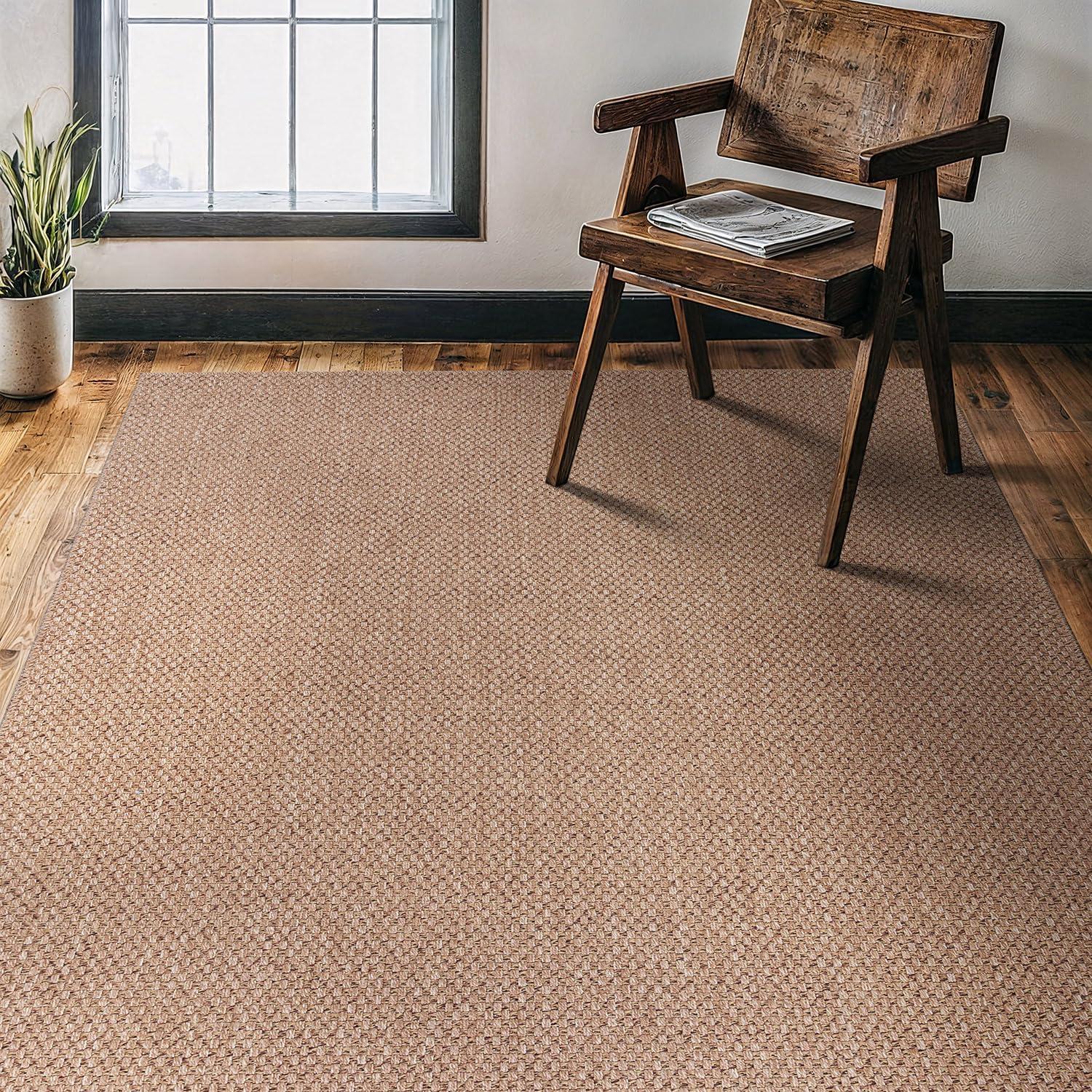image:imageCAMILSON Easy Jute Rug 5x7 Indoor Outdoor Natural Color Fiber Area Rugs for Living Room Patio and Kitchen Rug Herringbone Seagrass Woven Design EasyCleaning Washable Outside Carpet Alfombras 5 x 7BasketweaveNatural