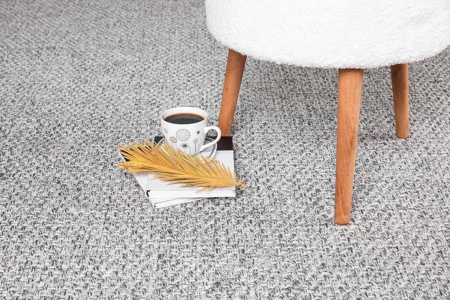 image:imageCAMILSON Easy Jute Rug 5x7 Indoor Outdoor Natural Color Fiber Area Rugs for Living Room Patio and Kitchen Rug Herringbone Seagrass Woven Design EasyCleaning Washable Outside Carpet Alfombras 5 x 7BasketweaveSilver