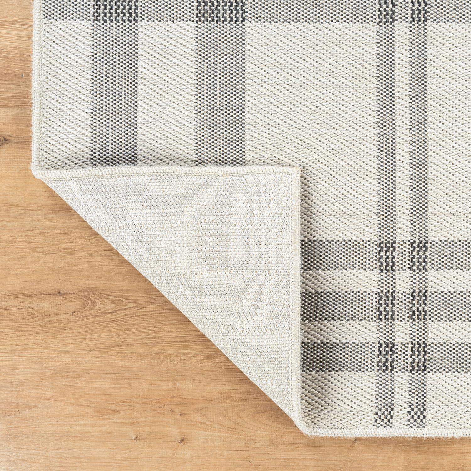 image:imageCAMILSON Easy Jute Rug 5x7 Indoor Outdoor Natural Color Fiber Area Rugs for Living Room Patio and Kitchen Rug Herringbone Seagrass Woven Design EasyCleaning Washable Outside Carpet Alfombras 5 x 7BoxBoneblack