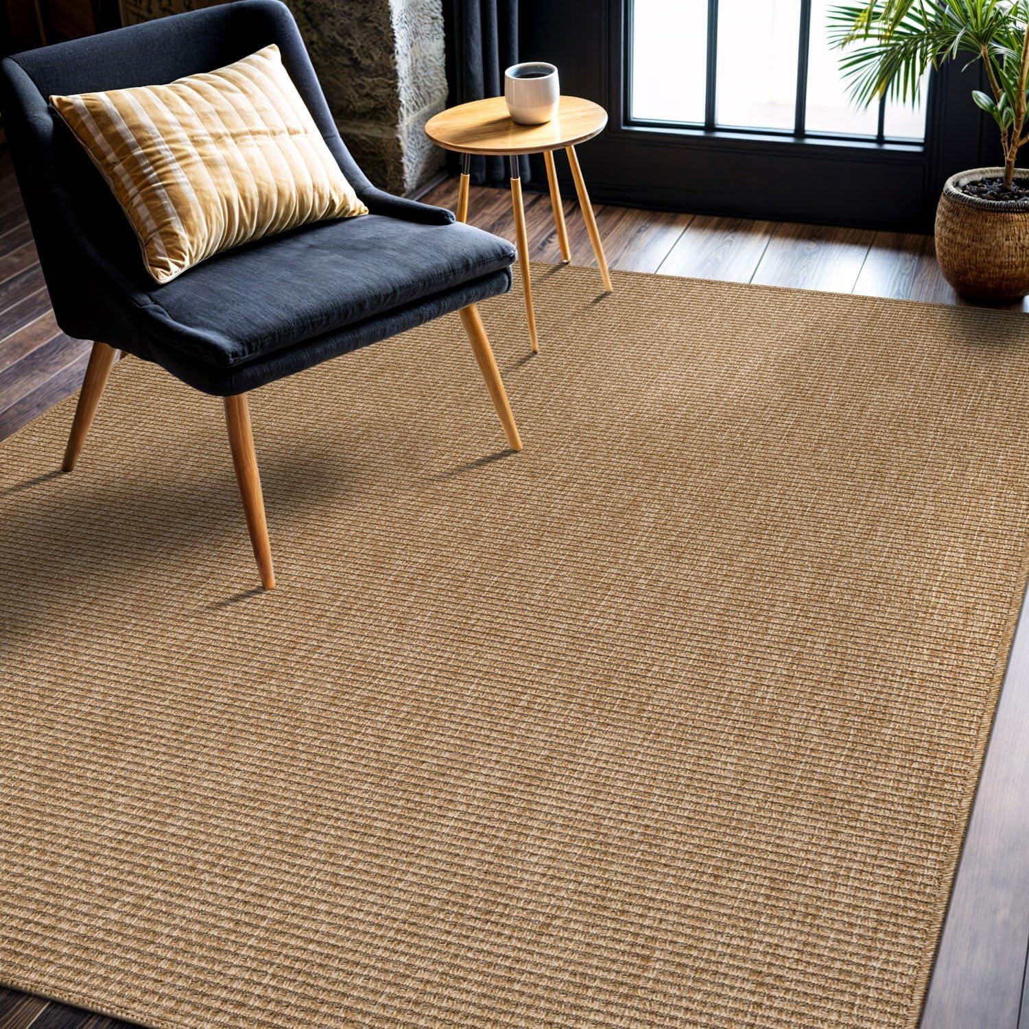 image:imageCAMILSON Easy Jute Rug 5x7 Indoor Outdoor Natural Color Fiber Area Rugs for Living Room Patio and Kitchen Rug Herringbone Seagrass Woven Design EasyCleaning Washable Outside Carpet Alfombras 5 x 7BasketweaveNatural
