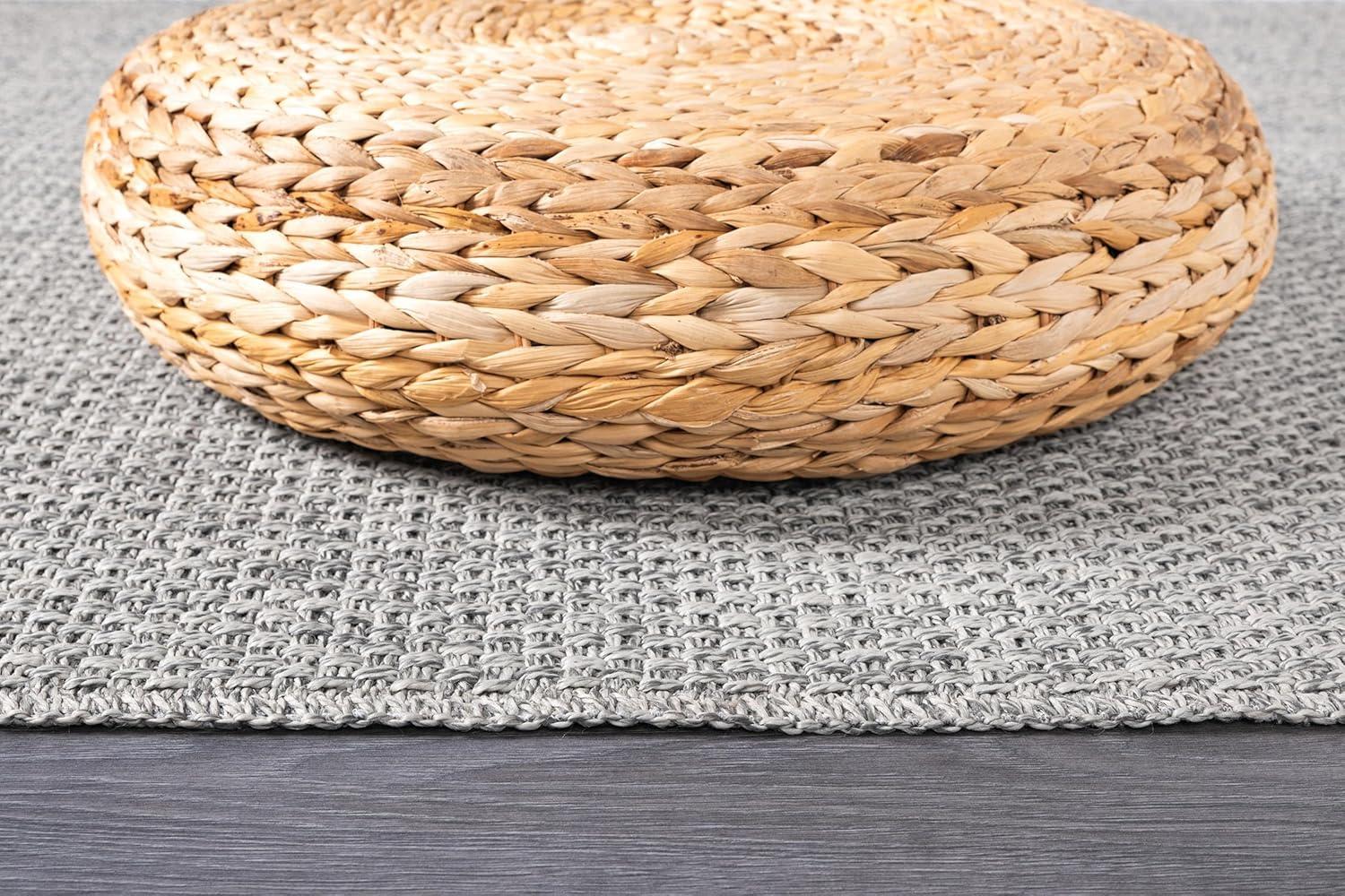 image:imageCAMILSON Easy Jute Rug 5x7 Indoor Outdoor Natural Color Fiber Area Rugs for Living Room Patio and Kitchen Rug Herringbone Seagrass Woven Design EasyCleaning Washable Outside Carpet Alfombras 5 x 7BasketweaveSilver