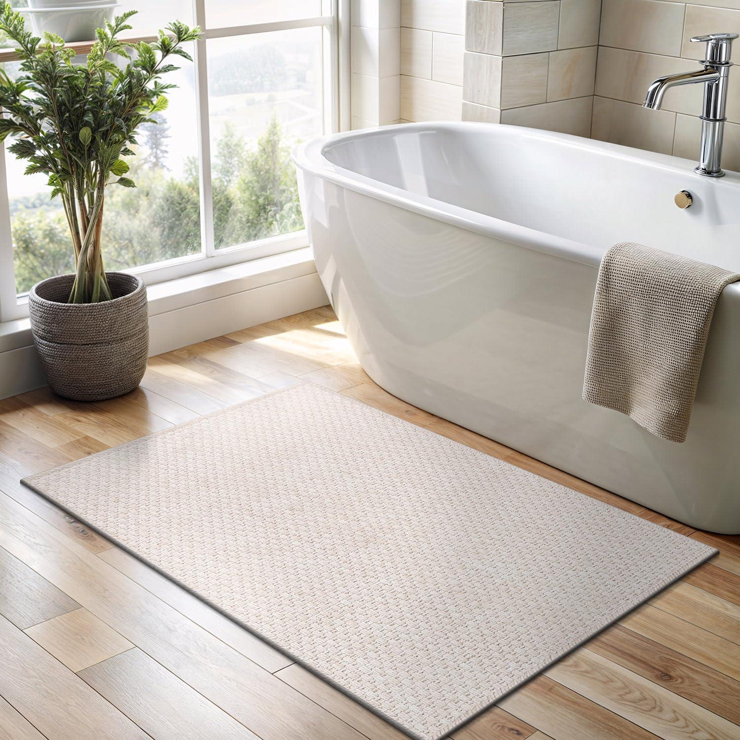 image:imageCAMILSON Easy Jute Rug 5x7 Indoor Outdoor Natural Color Fiber Area Rugs for Living Room Patio and Kitchen Rug Herringbone Seagrass Woven Design EasyCleaning Washable Outside Carpet Alfombras 5 x 7BasketweaveBone