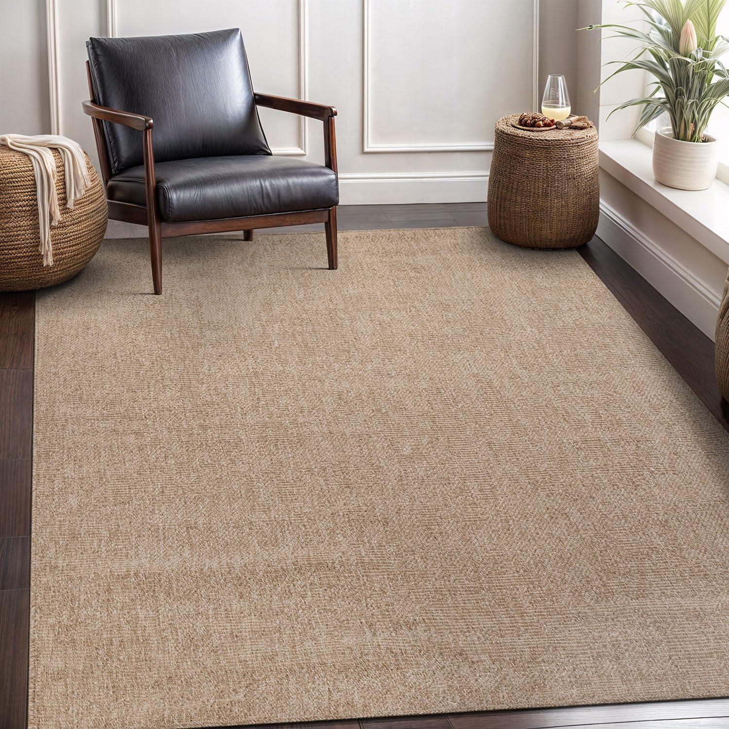 image:imageCAMILSON Easy Jute Rug 5x7 Indoor Outdoor Natural Color Fiber Area Rugs for Living Room Patio and Kitchen Rug Herringbone Seagrass Woven Design EasyCleaning Washable Outside Carpet Alfombras 5 x 7GranulatedNatural