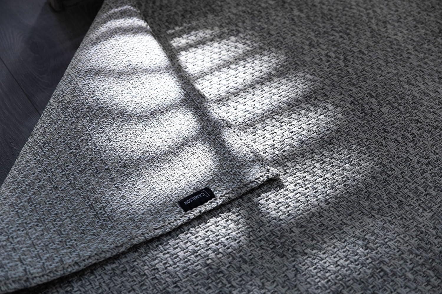 image:imageCAMILSON Easy Jute Rug 5x7 Indoor Outdoor Natural Color Fiber Area Rugs for Living Room Patio and Kitchen Rug Herringbone Seagrass Woven Design EasyCleaning Washable Outside Carpet Alfombras 5 x 7BasketweaveSilver