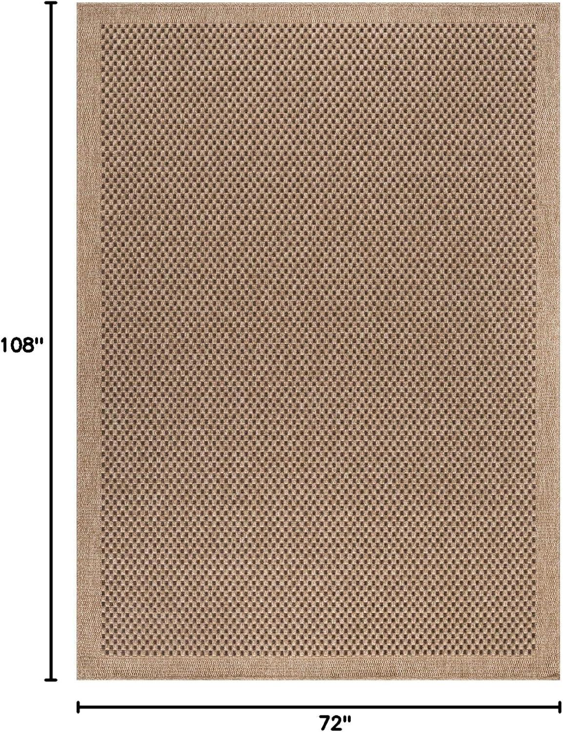 image:imageCAMILSON Easy Jute Rug 5x7 Indoor Outdoor Natural Color Fiber Area Rugs for Living Room Patio and Kitchen Rug Herringbone Seagrass Woven Design EasyCleaning Washable Outside Carpet Alfombras 5 x 7CheckeredNatural